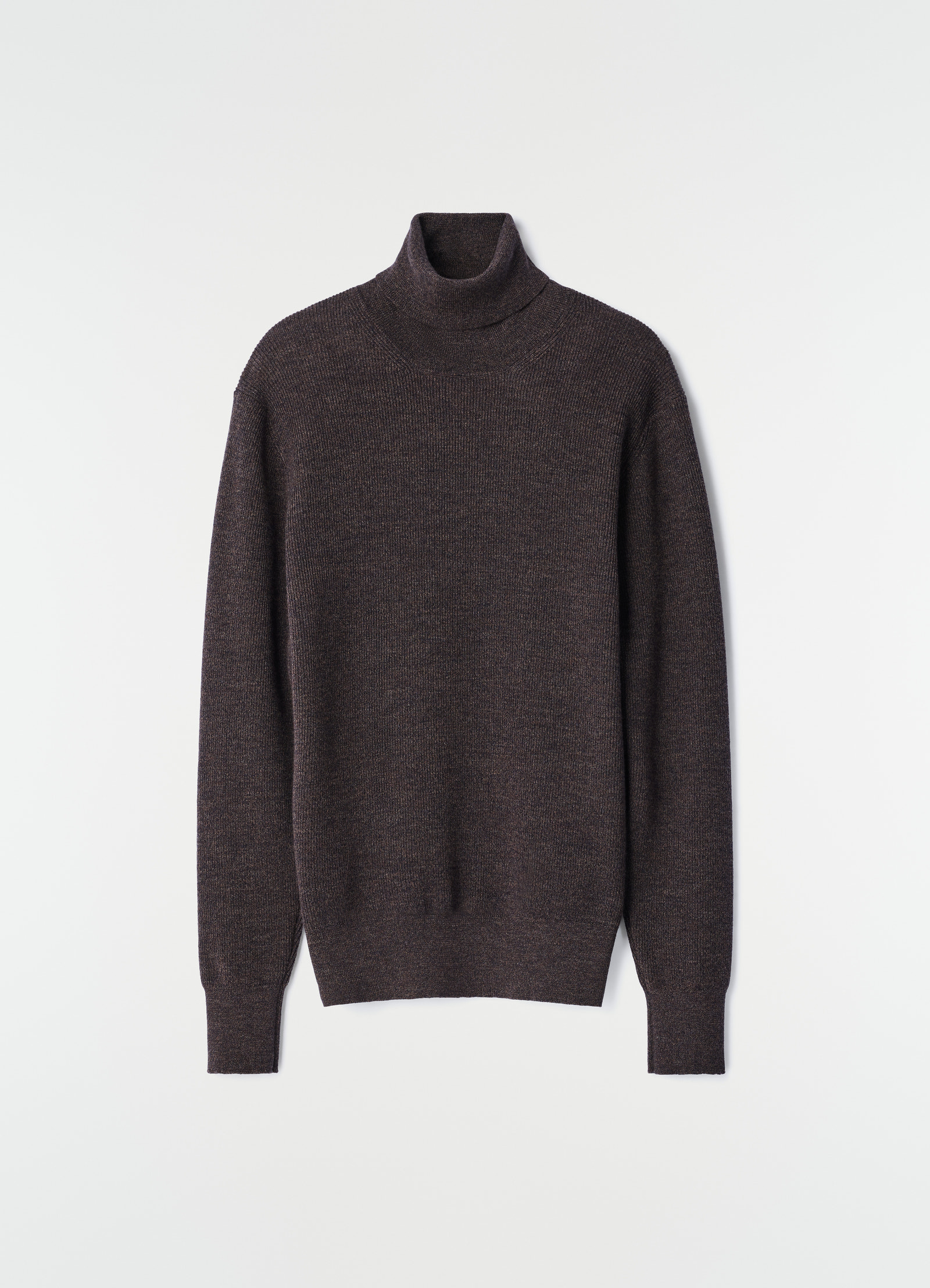 Stand-collar sweater in fine mouliné merino wool