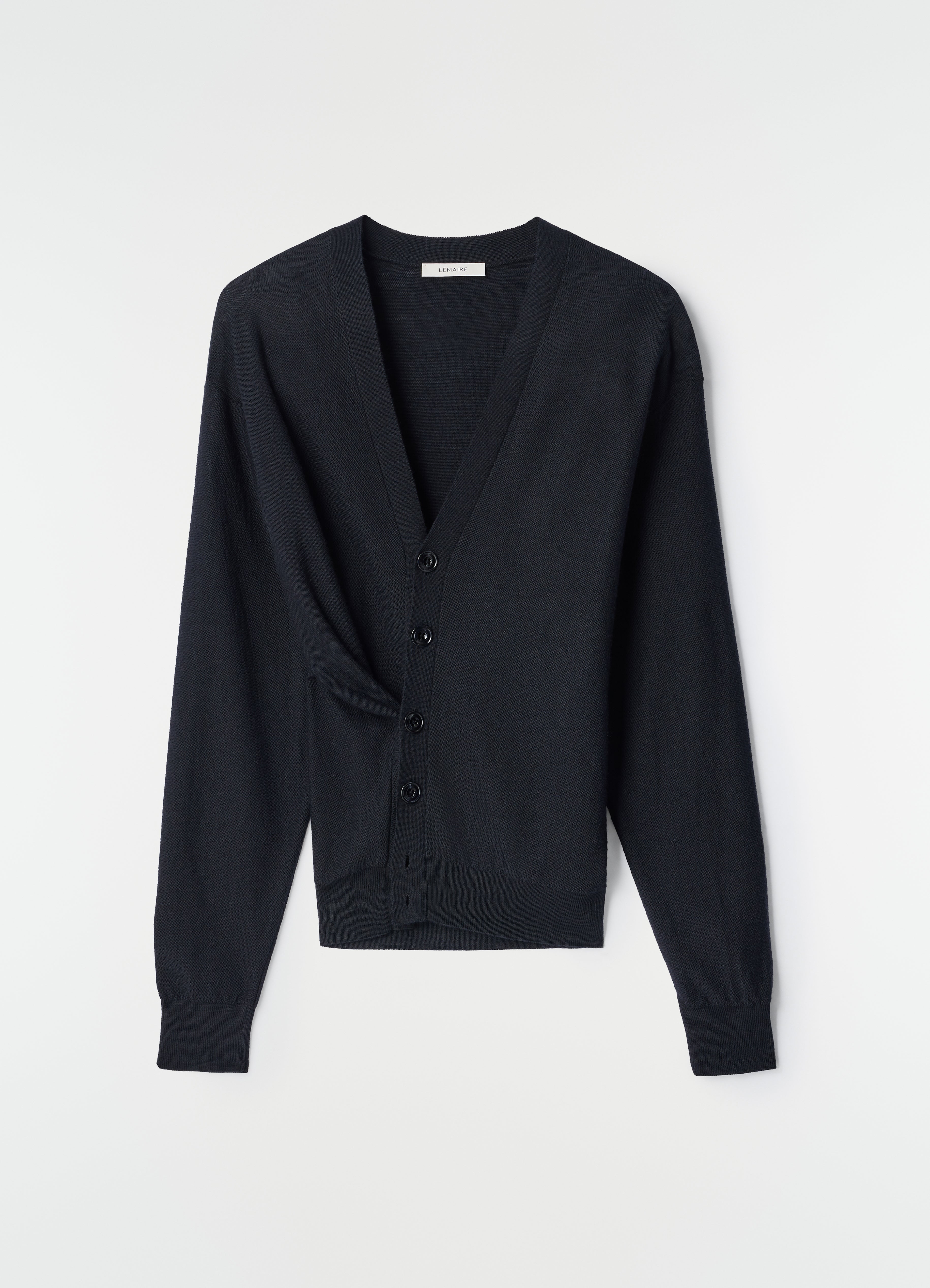 RELAXED TWISTED CARDIGAN IN MERINO BLEND - Black - Merino Blend