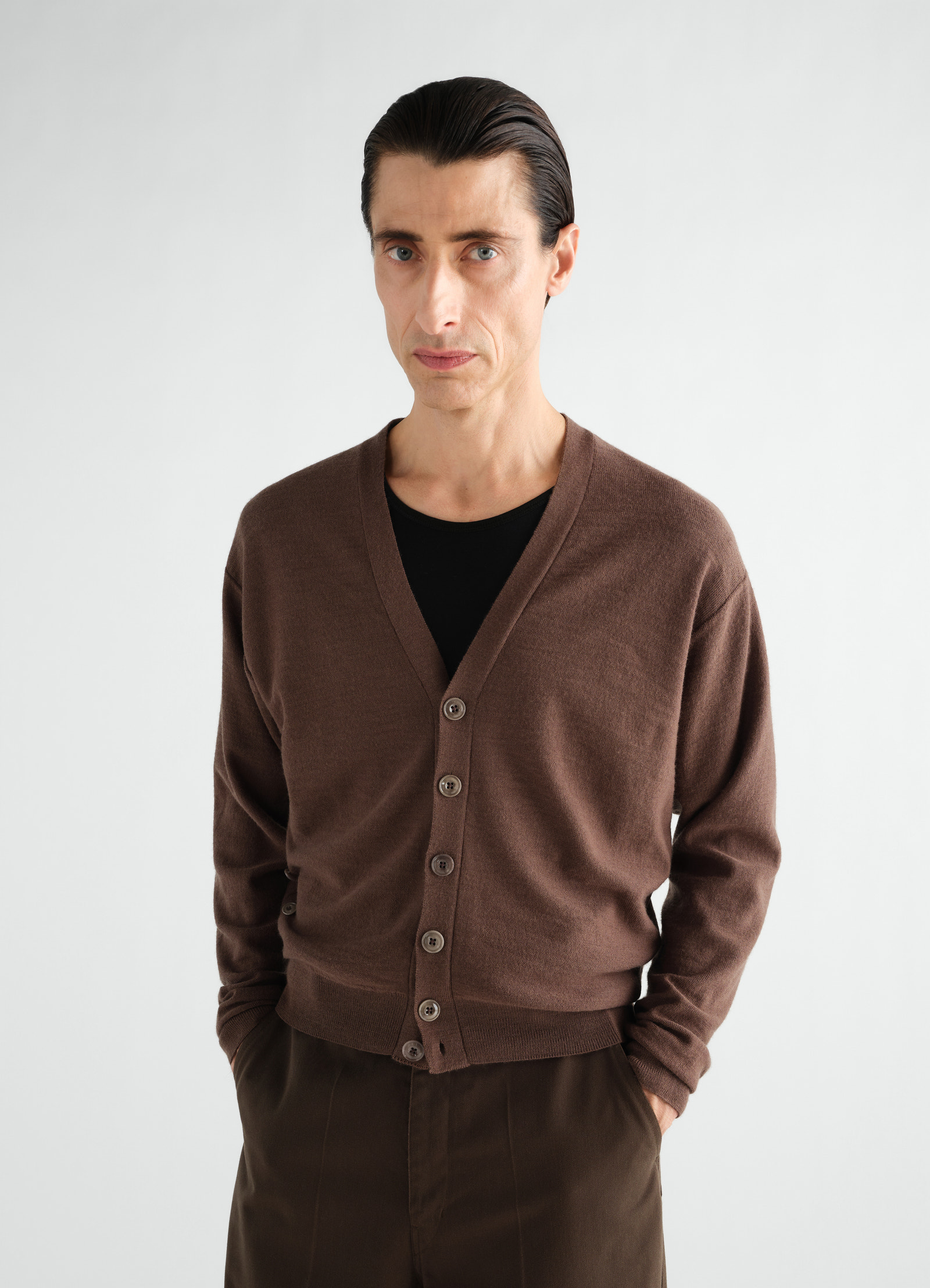 Relaxed twisted cardigan in merino blend