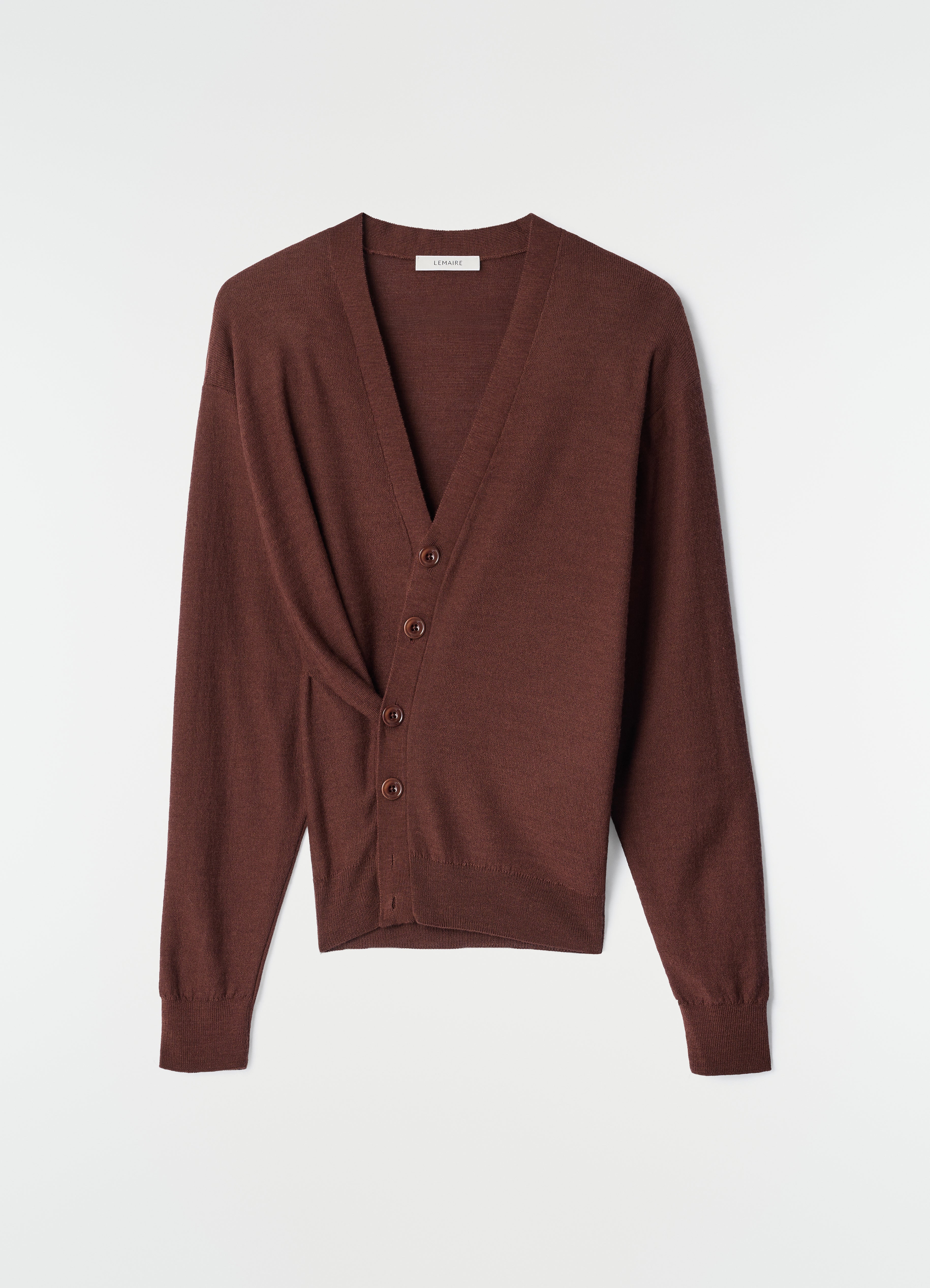 RELAXED TWISTED CARDIGAN IN MERINO BLEND - Acajou - Merino Blend
