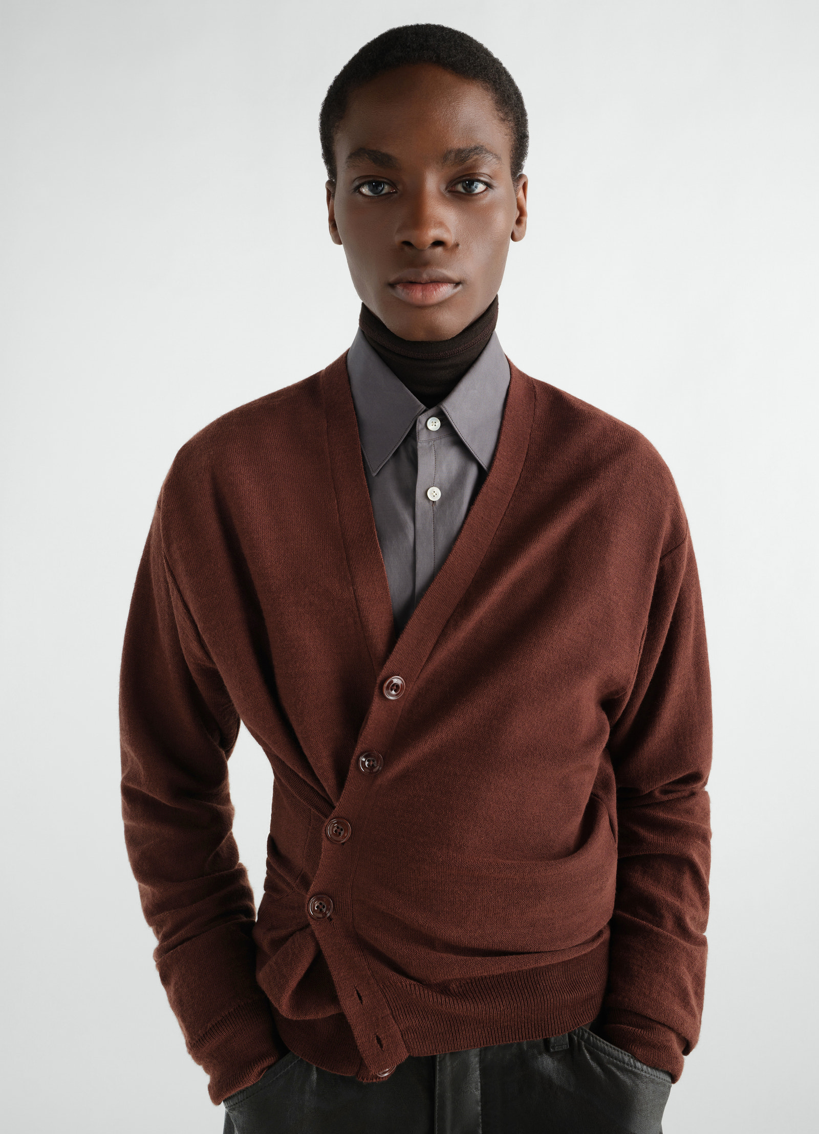 Relaxed twisted cardigan in merino blend