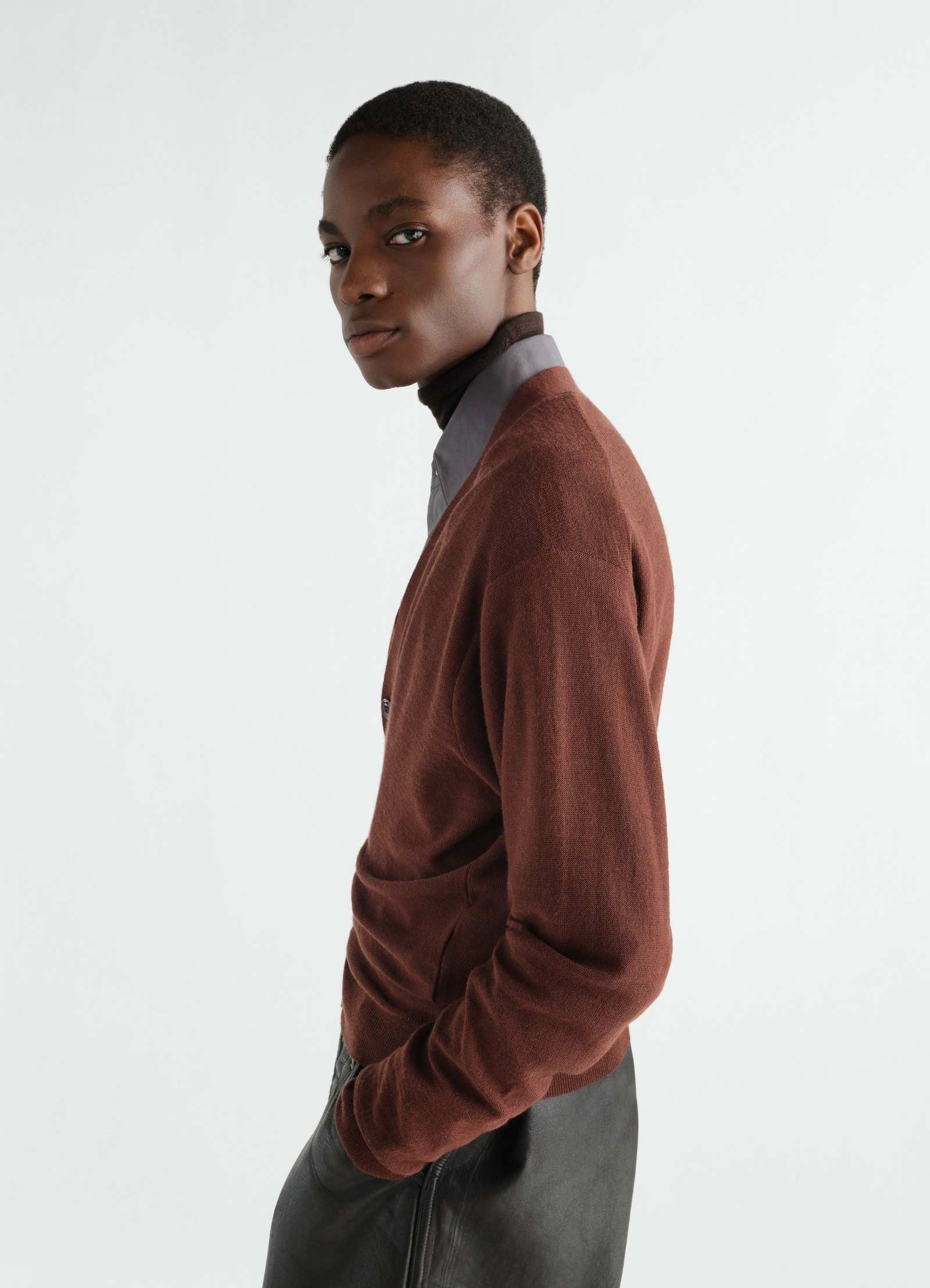 Relaxed twisted cardigan in merino blend
