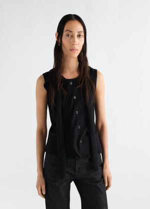 Asymmetrical cardigan in merino wool blend