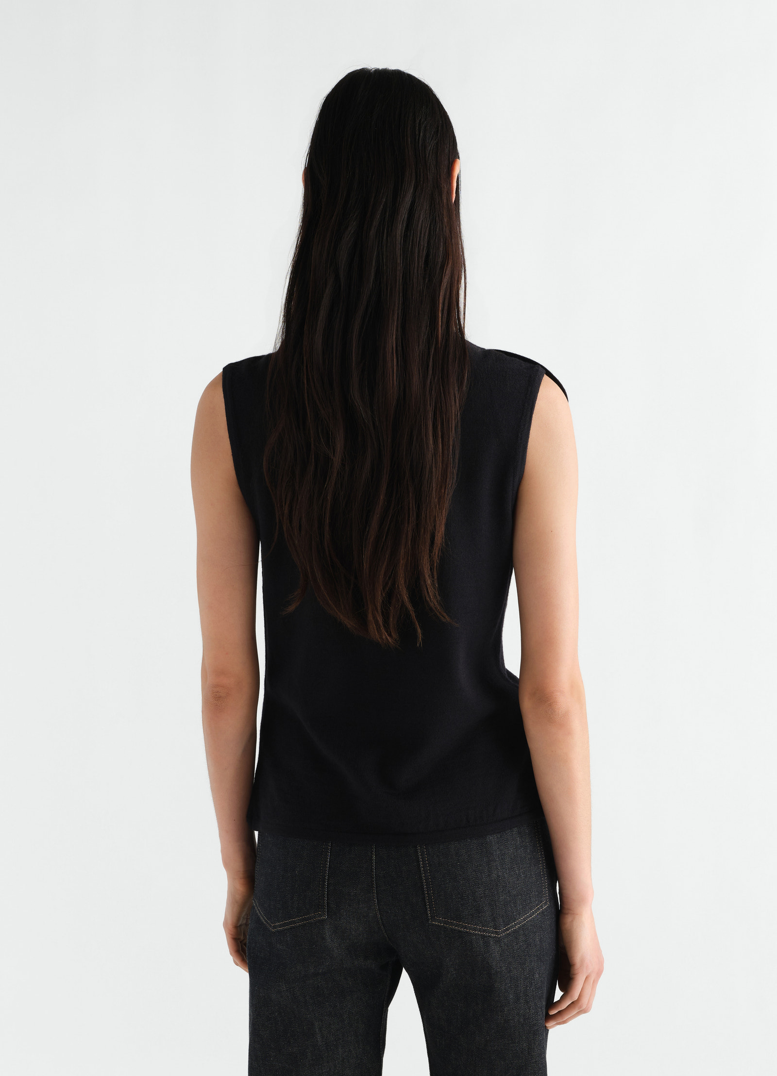 Asymmetrical cardigan in merino wool blend