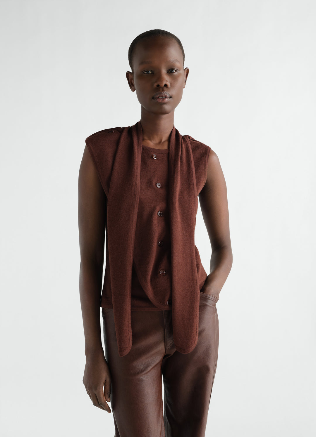 ASYMMETRICAL CARDIGAN IN MERINO WOOL BLEND