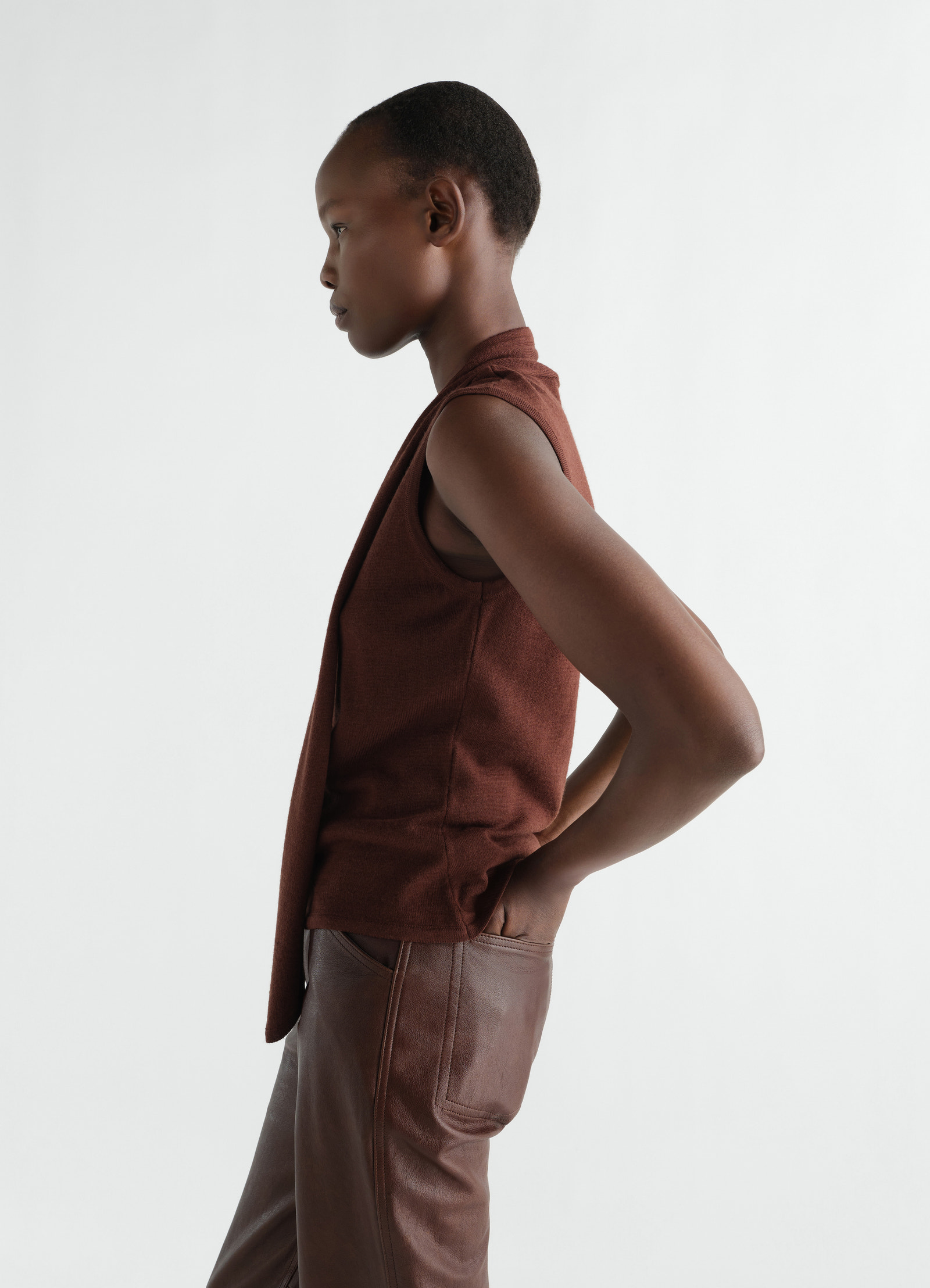 Asymmetrical cardigan in merino wool blend
