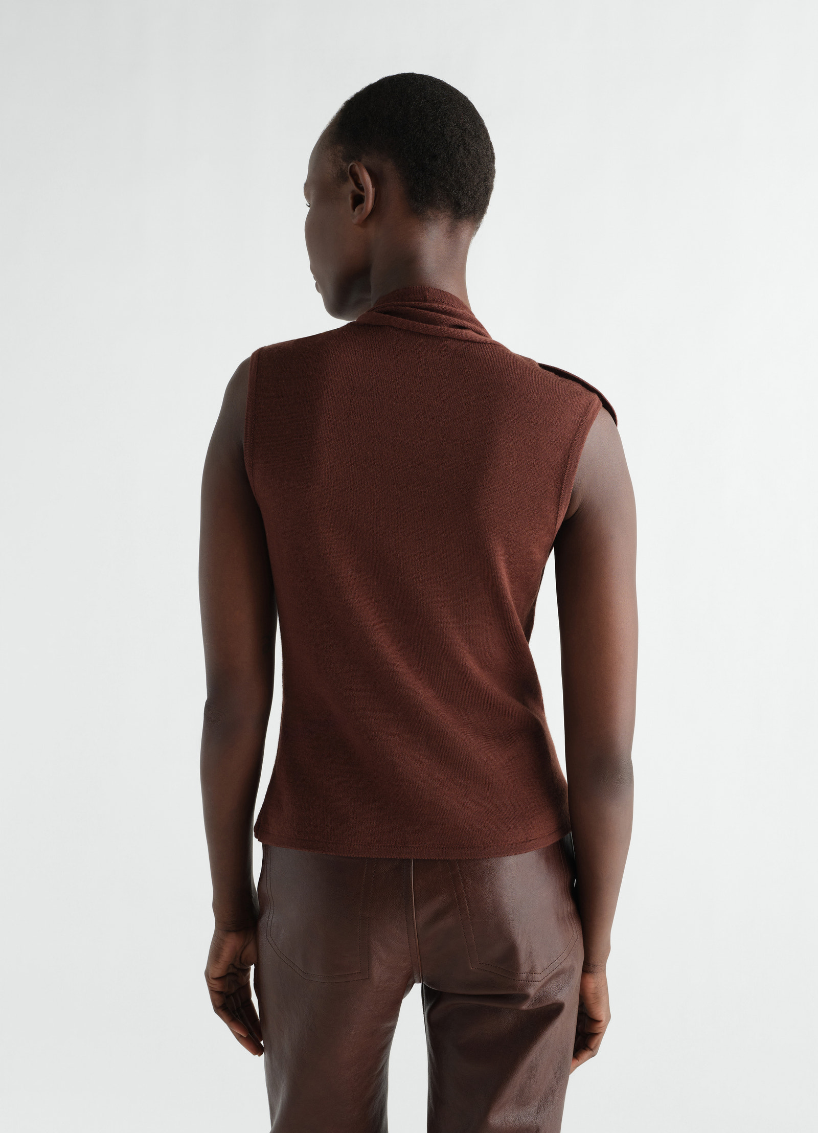 Asymmetrical cardigan in merino wool blend