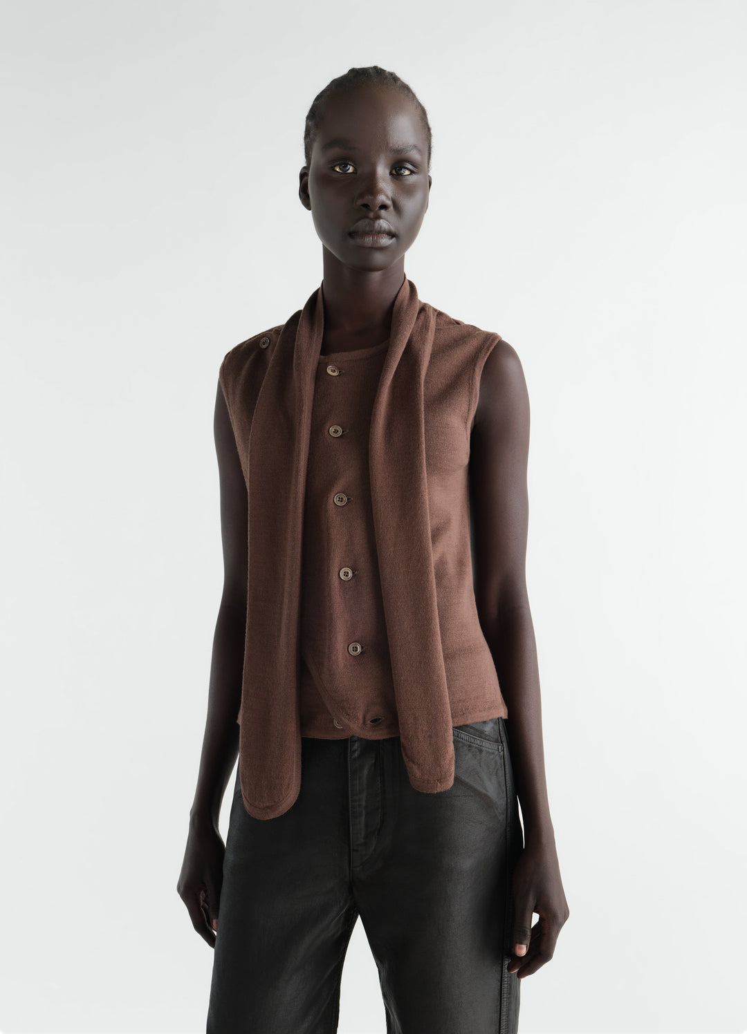 ASYMMETRICAL CARDIGAN IN MERINO WOOL BLEND