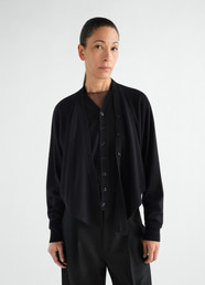 CARDIGAN TROMPE-L'ŒIL EN LAINE MÉRINOS MÉLANGÉE