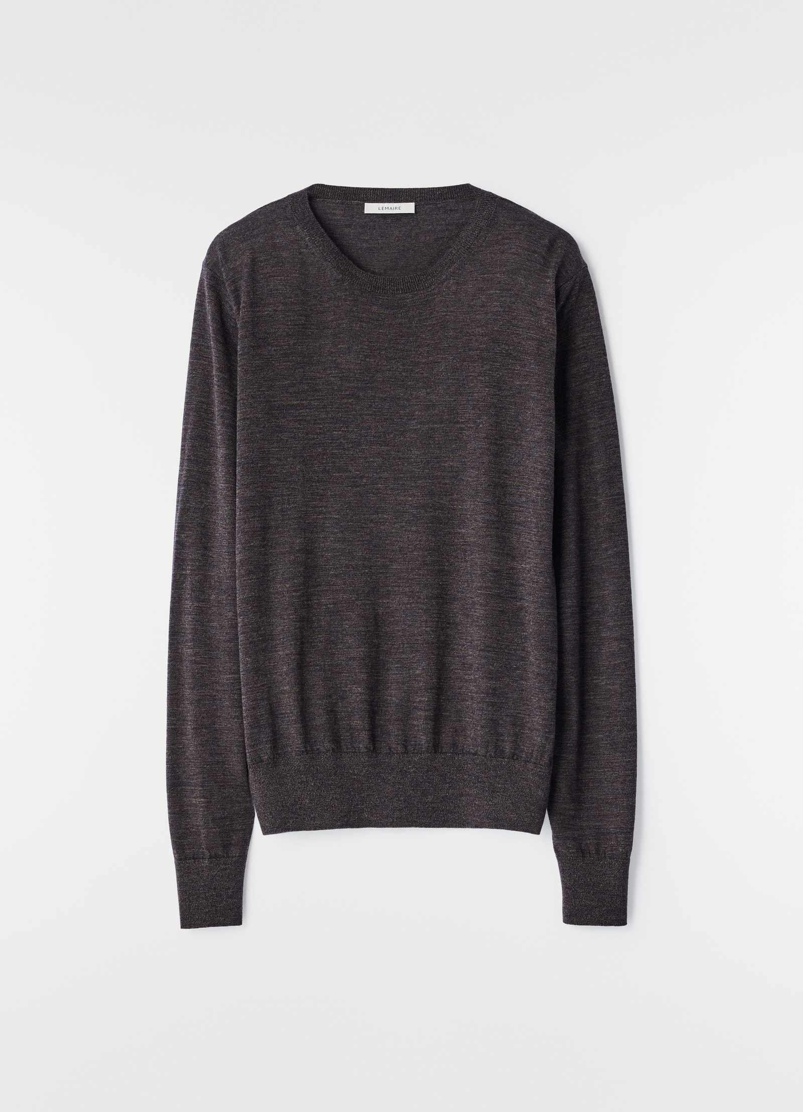 Crew-neck sweater in fine mouliné merino wool