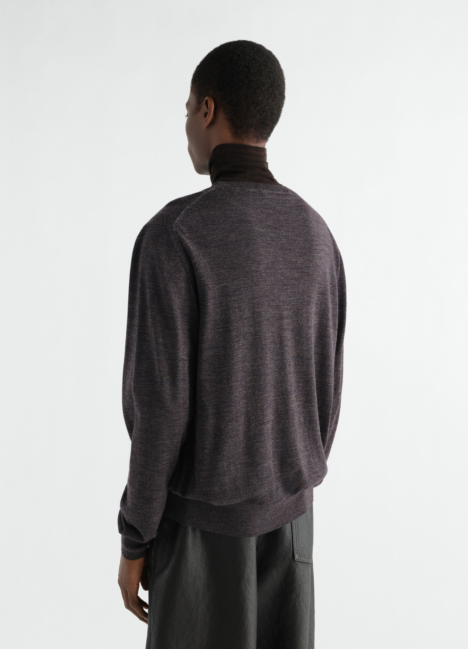 Crew-neck sweater in fine mouliné merino wool