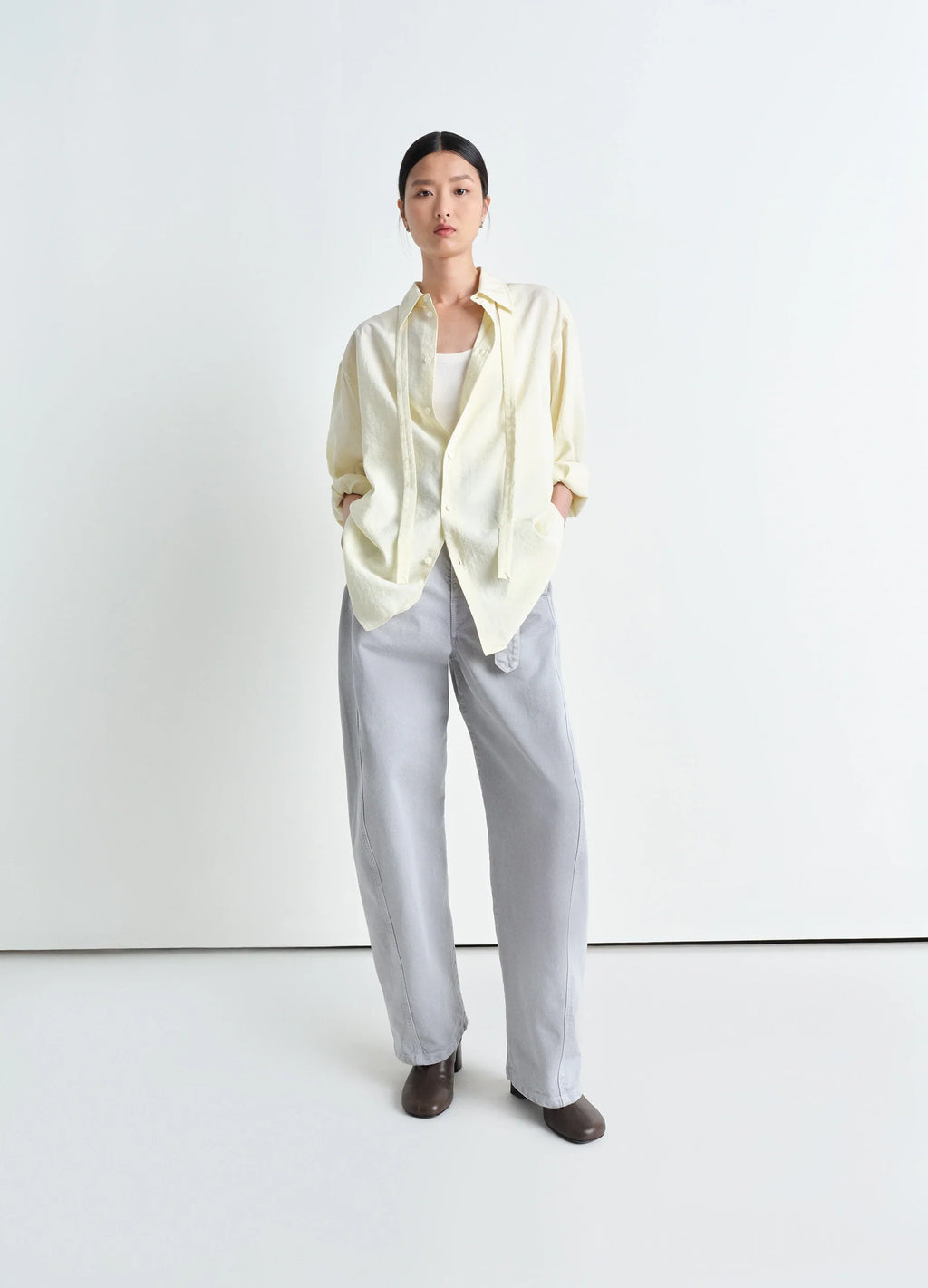 ロング シャツ（タイ付き）