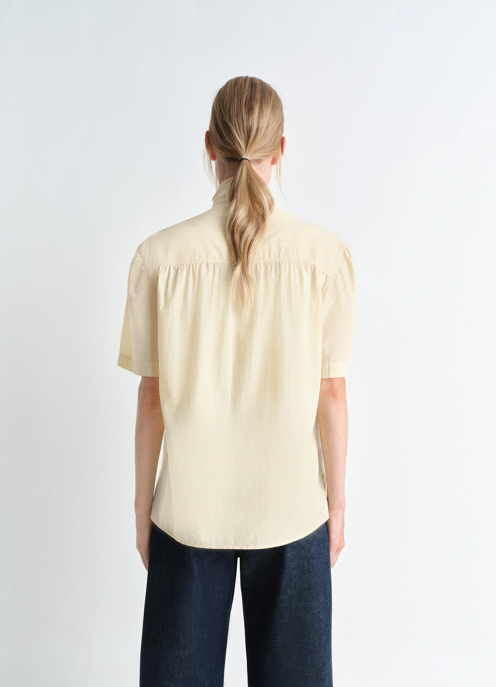 SHORT SLEEVE SHIRT WITH FOULARD - Ice Apricot - Washed Cotton