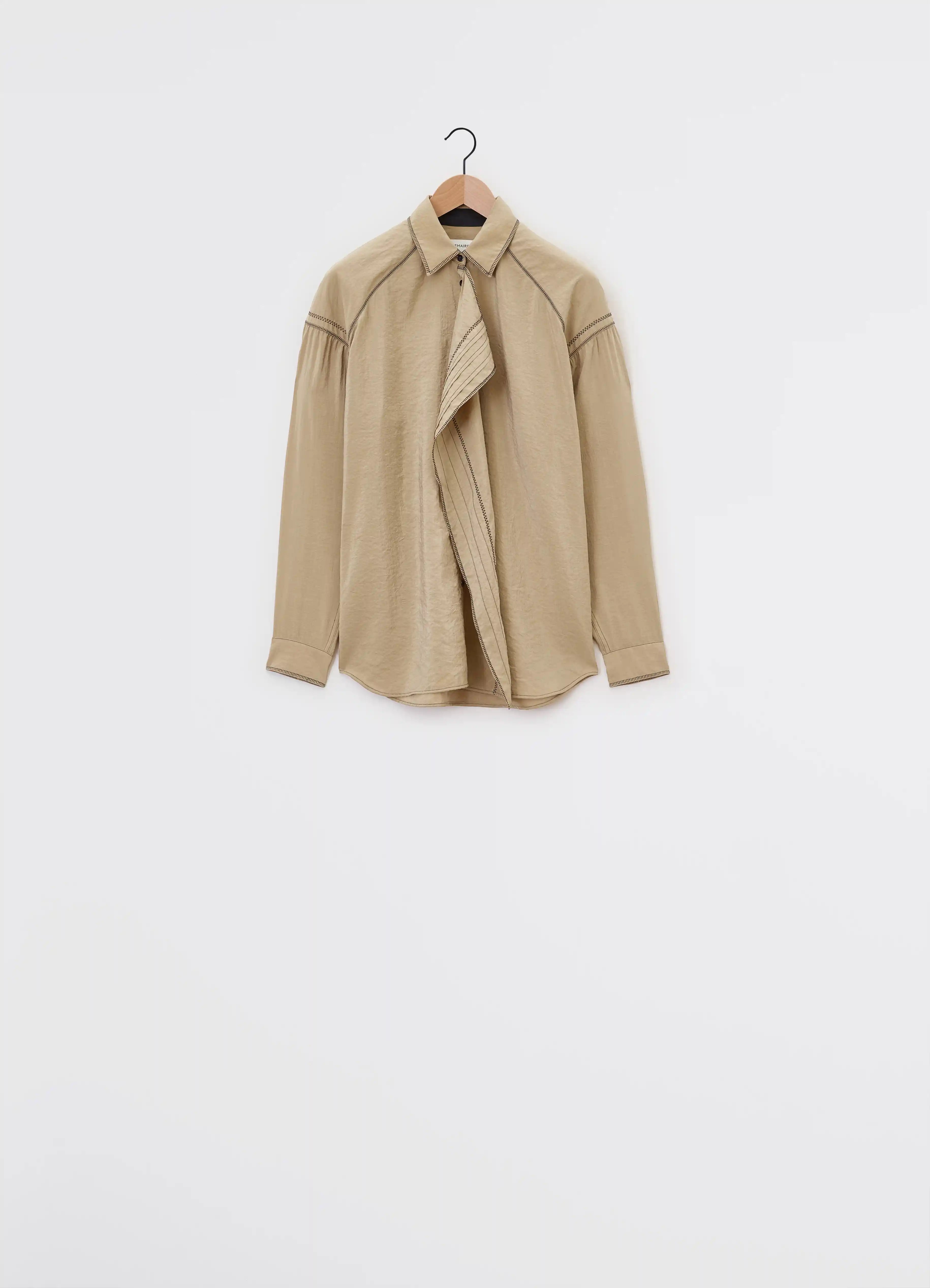 KRAFT BEIGE Embroidered asymmetrical shirt | LEMAIRE