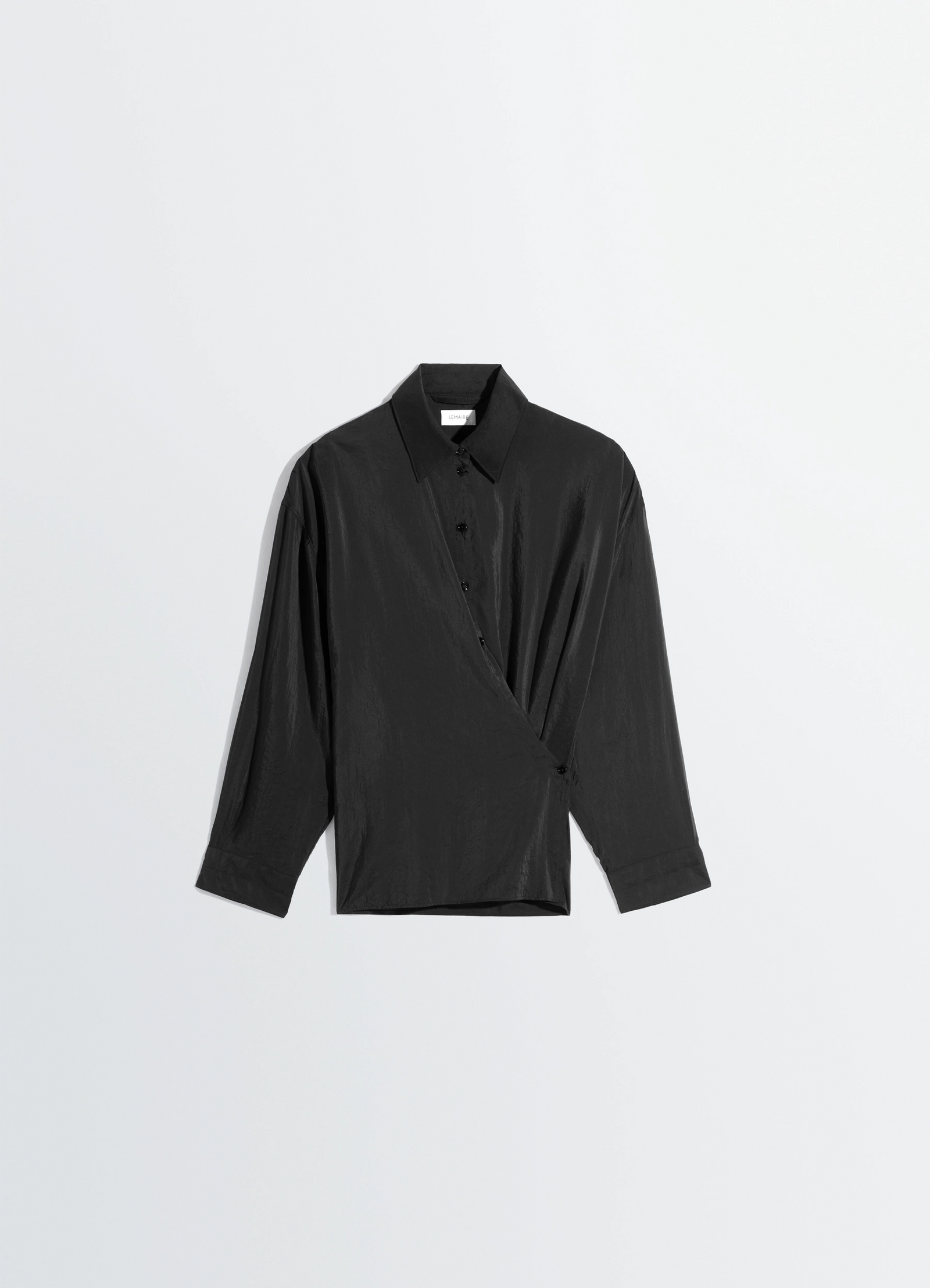 STRAIGHT COLLAR TWISTED SHIRT IN DRY SILK - Black - Dry Silk STRAIGHT COLLAR TWISTED SHIRT IN DRY SILK - Black - Dry Silk