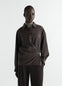 STRAIGHT COLLAR TWISTED SHIRT IN DRY SILK