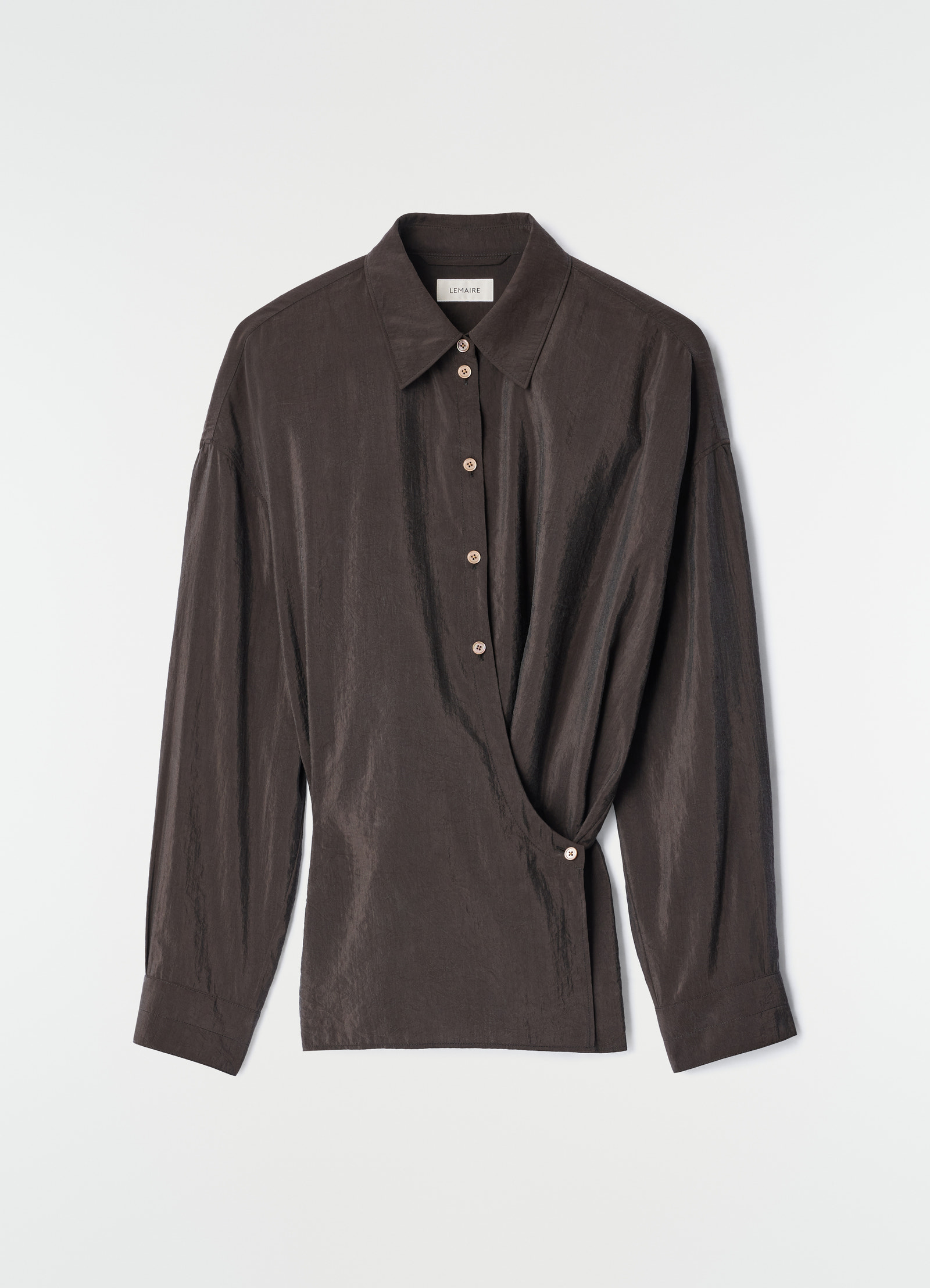 Straight collar twisted shirt in dry silk