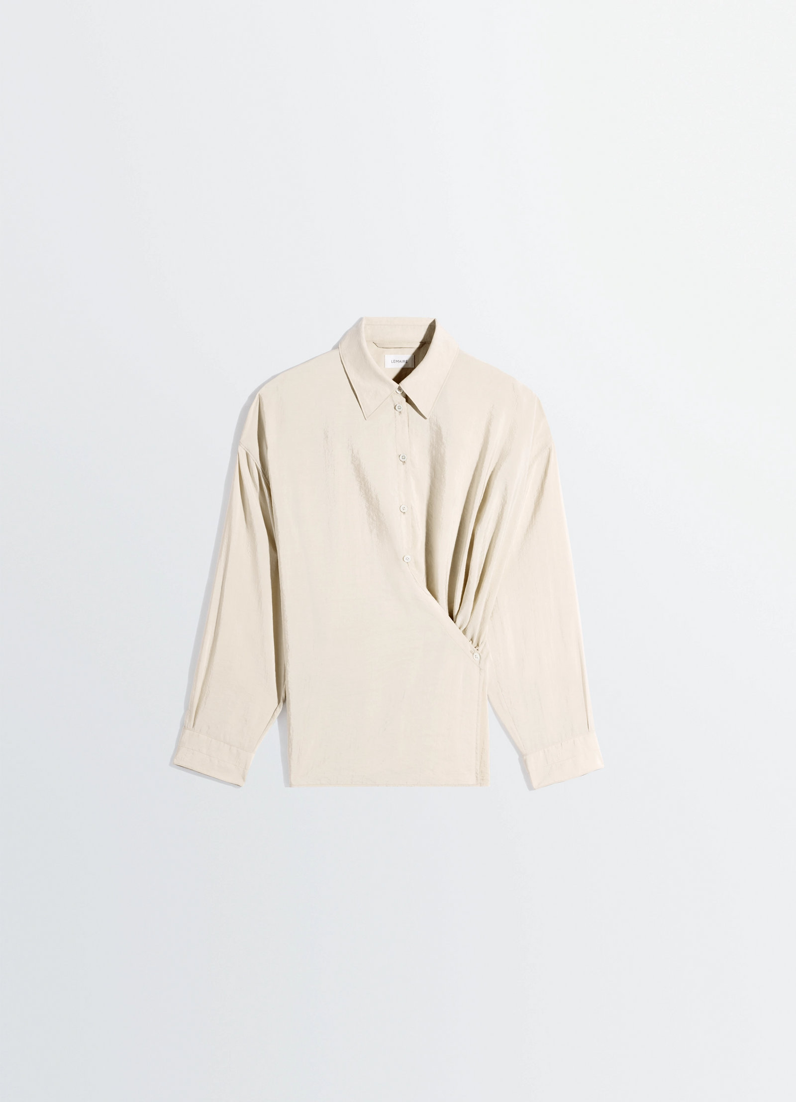 Straight collar twisted shirt in dry silk