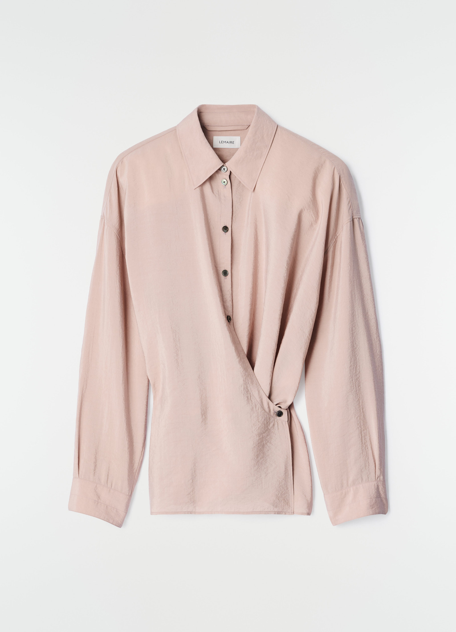 Straight collar twisted shirt in dry silk