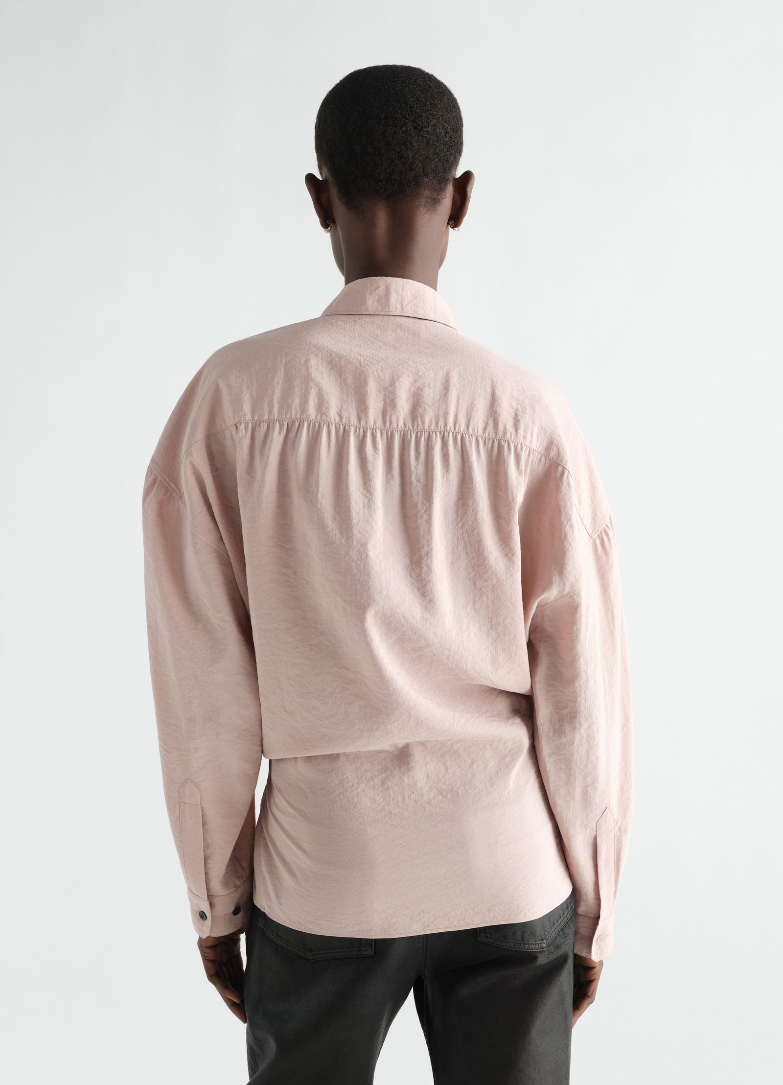 Straight collar twisted shirt in dry silk