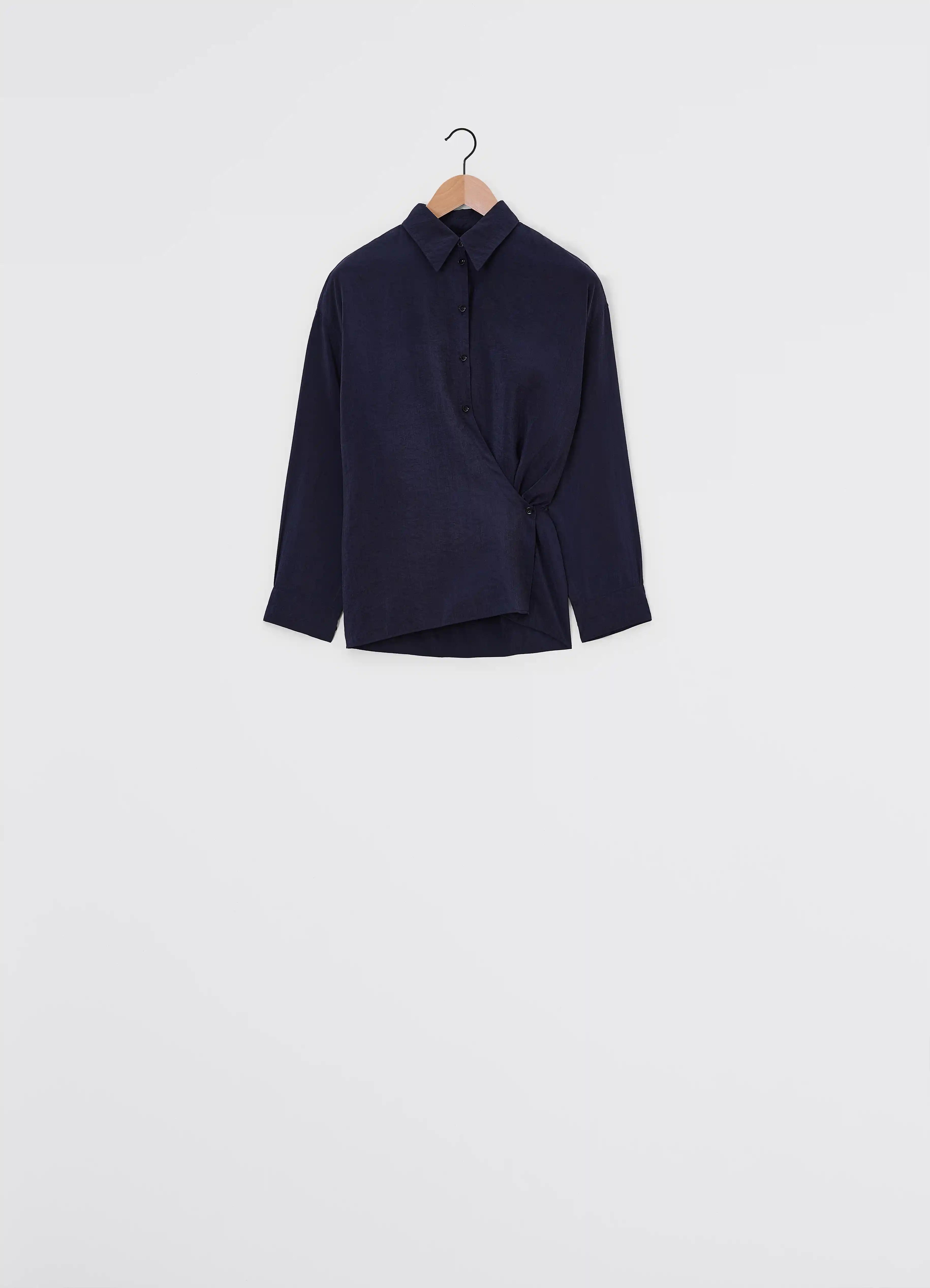 MIDNIGHT VIOLET Straight collar twisted shirt | LEMAIRE 