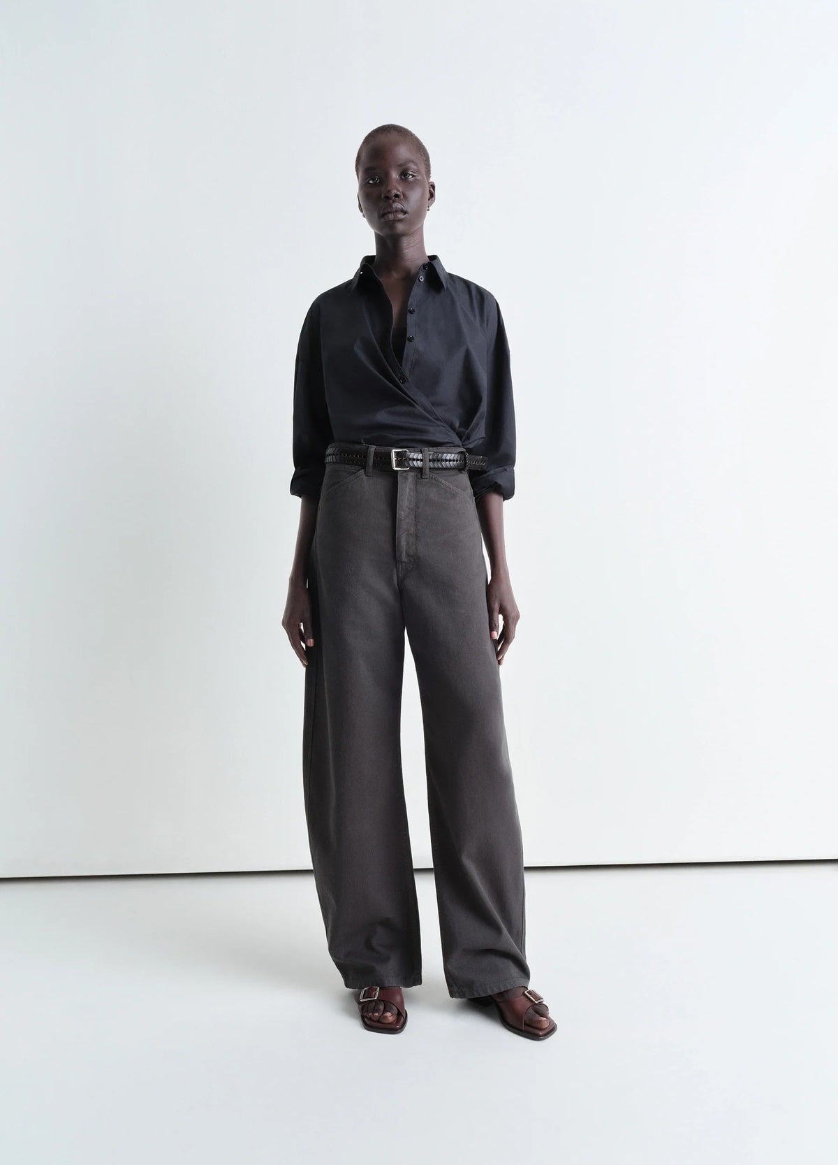 【LEMAIRE 】STRAIGHT COLLAR TWISTED SHIRT Lemaire - Straight Collar Twisted Shirt in Dark Espresso – Stoy