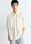 Utility Shirt in Light Cotton Crepe, model shot, Front view Oversized with button placket