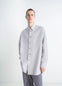 Lemaire Double Pocket Shirt in Light Gray Cotton Crepe, model shot, Front view Relaxed fit
