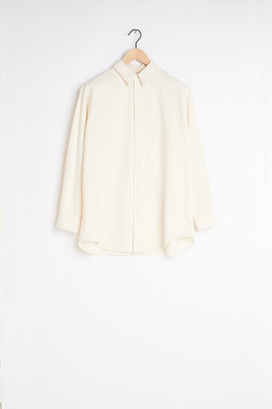 Relaxed shirt in not specified, product shot, front view loose fit, button-up