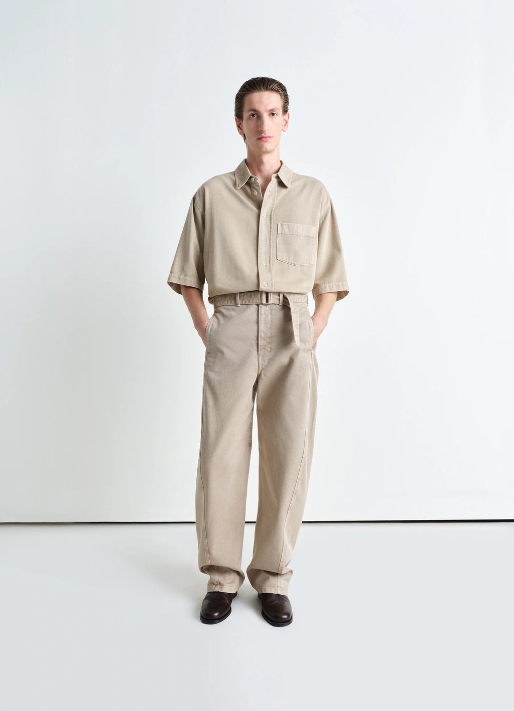 쇼트슬리브 데님 셔츠