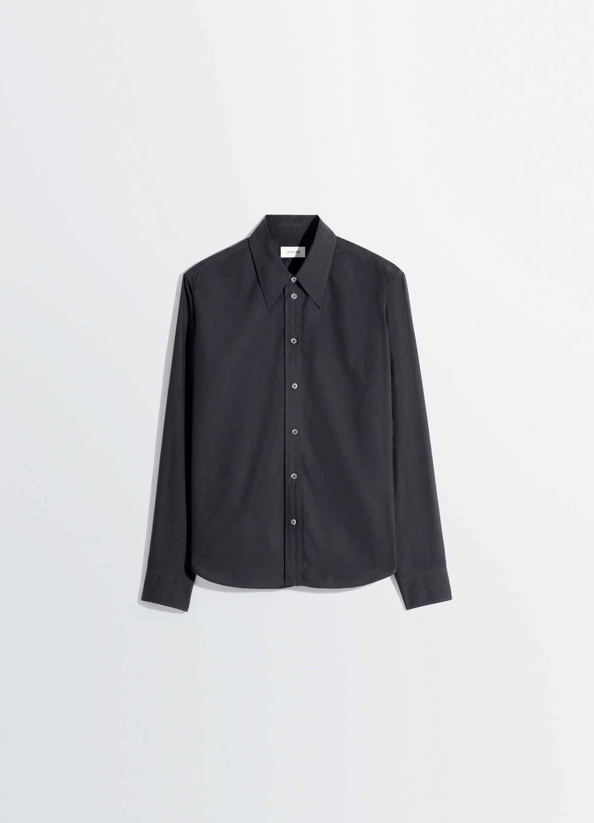 POINTED COLLAR SHIRT IN WASHED COTTON SILK - Squid Ink - Washed