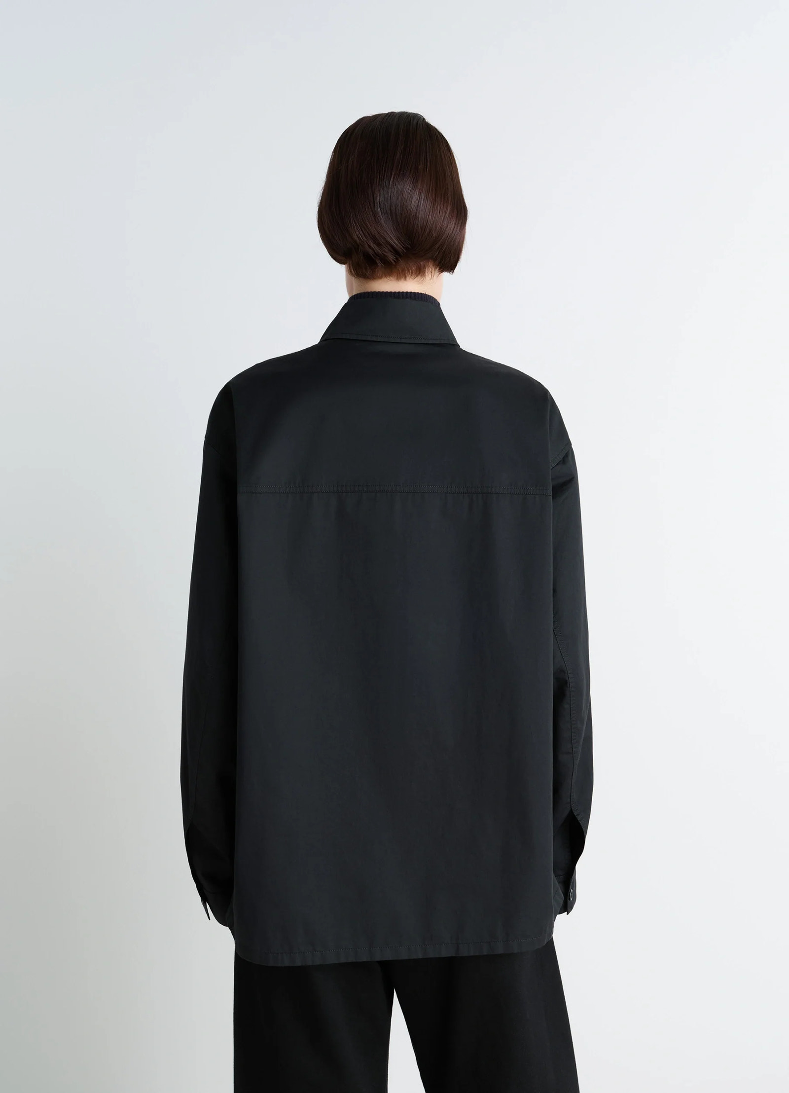 PYJAMA SHIRT IN COTTON SATIN - Black - Ligh Cotton Satin - Unisex