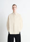 Lemaire Regular Shirt in Washed Cotton and Silk, model shot, Front view Straight cut