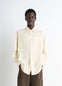 Lemaire Relaxed Shirt in Light Viscose Wool Blend, model shot, Front view Fluid relaxed fit