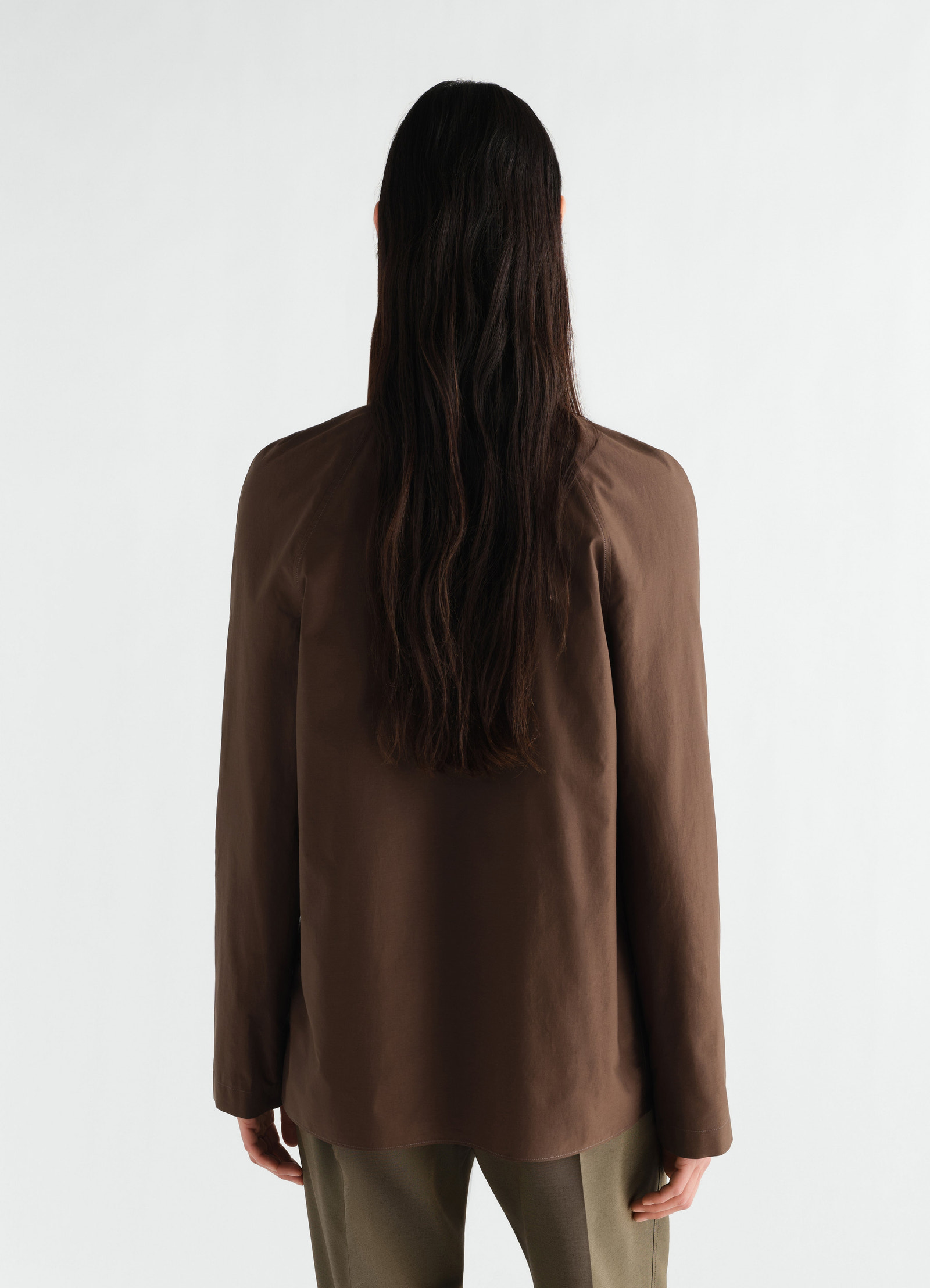 Ascot blouse in washed cotton silk
