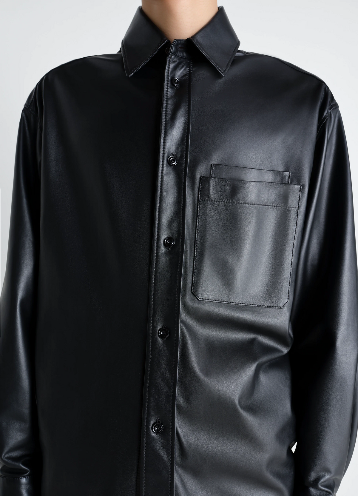 OVERSHIRT IN LIGHT NAPPA LAMB - Black - Light Nappa Lamb - Men 