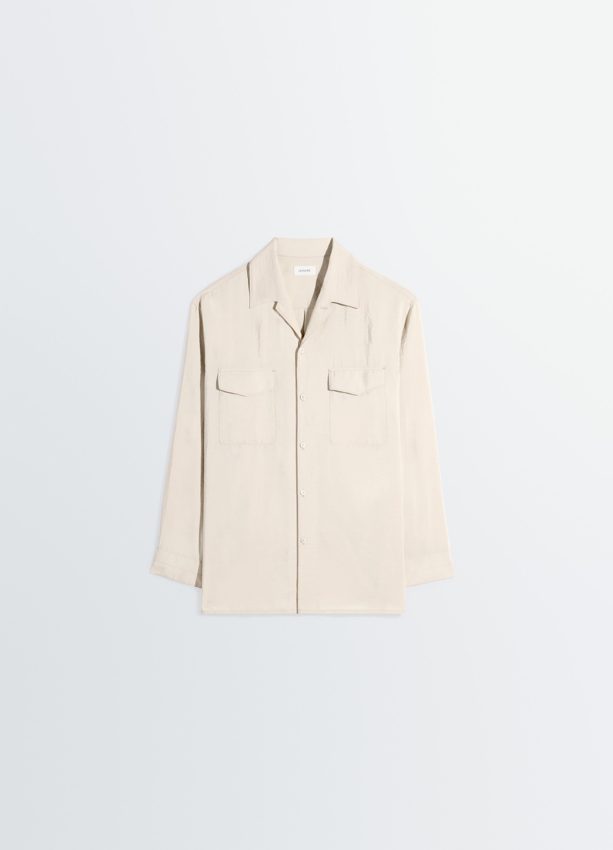 CONVERTIBLE COLLAR SHIRT IN DRY SILK - Oat Milk - Dry Silk - Men