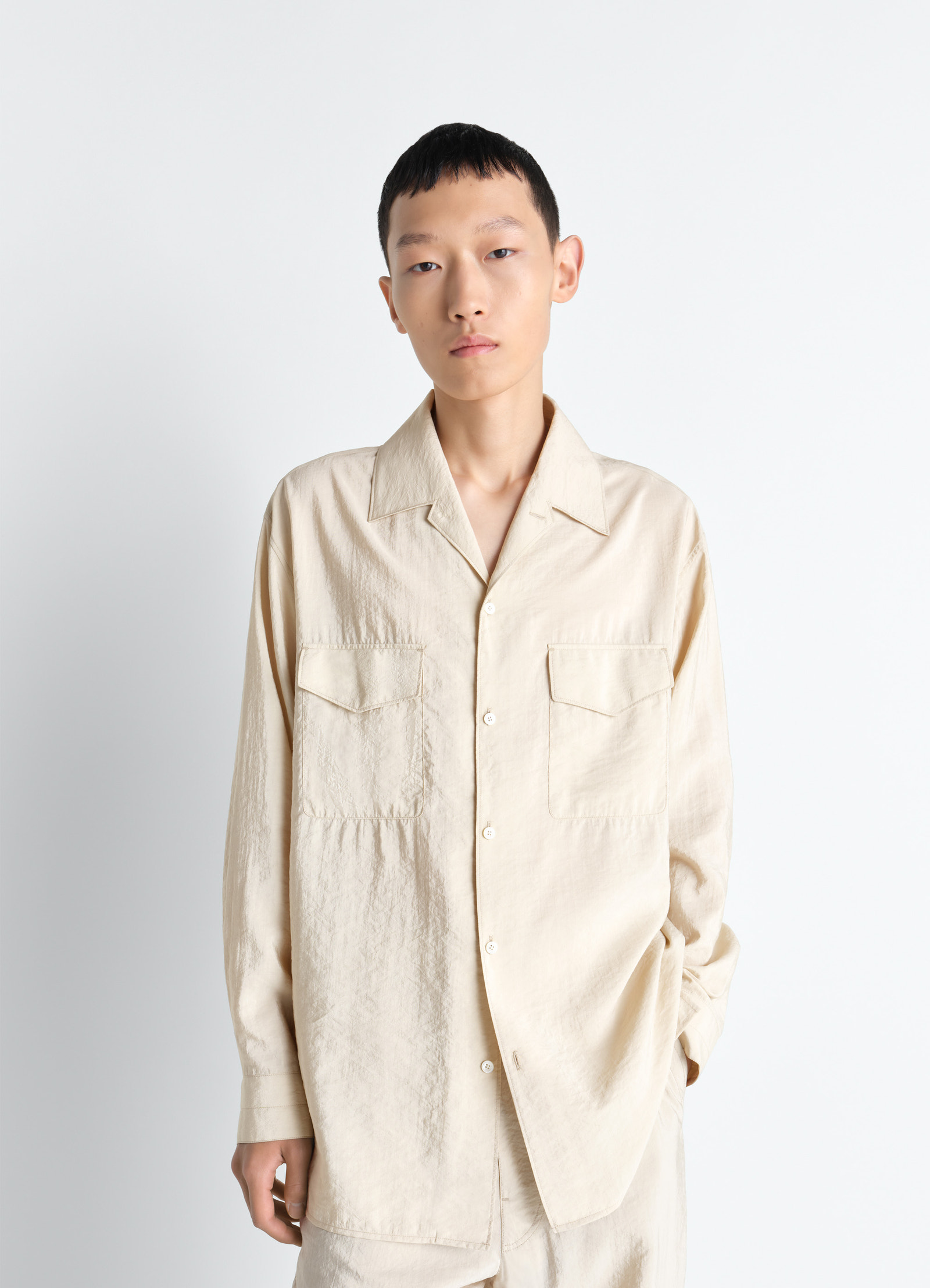 LEMAIRE Convertible collar shirt in dry silk LEMAIRE Convertible collar shirt in dry silk