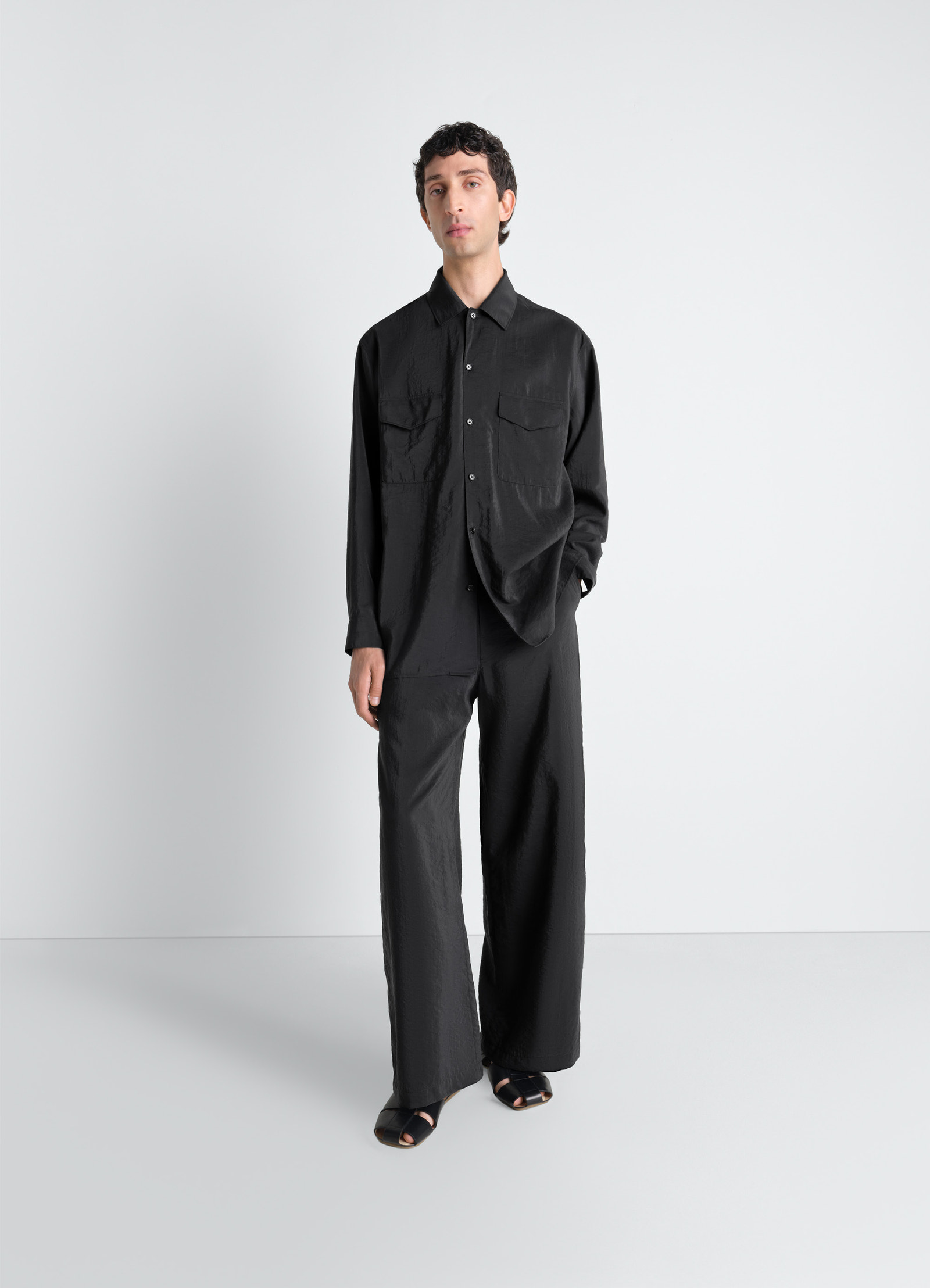 LEMAIRE Convertible collar shirt in dry silk LEMAIRE Convertible collar shirt in dry silk