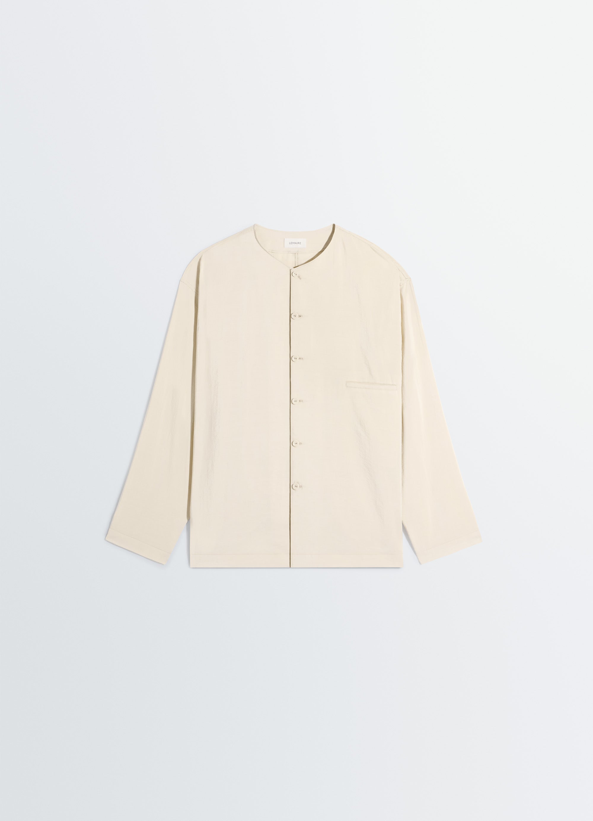 V-NECK SHIRT IN DRY SILK - Oat Milk - Dry Silk - Men | LEMAIRE