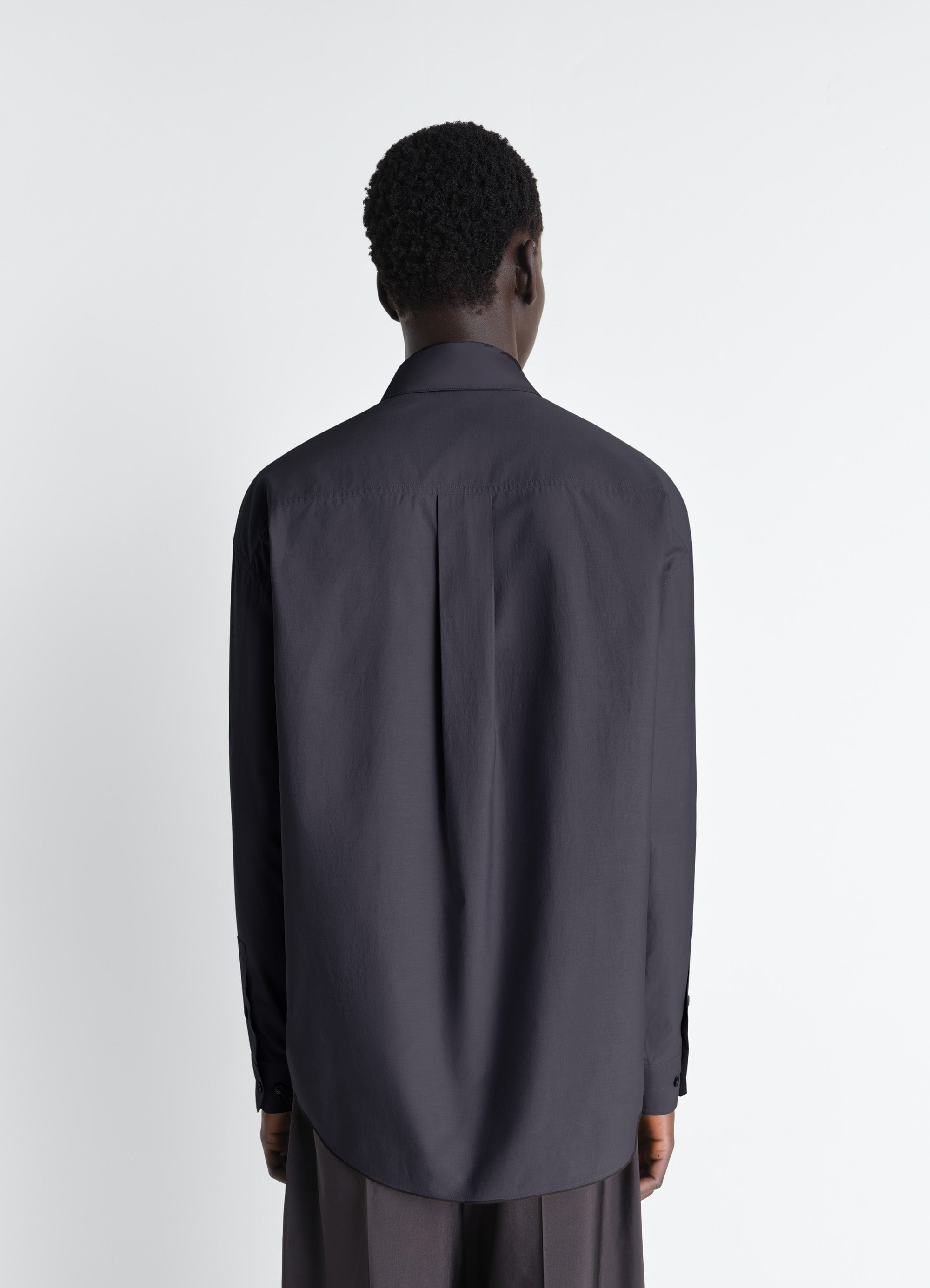 REGULAR SHIRT IN WASHED COTTON SILK - Squid Ink - Washed Cotton