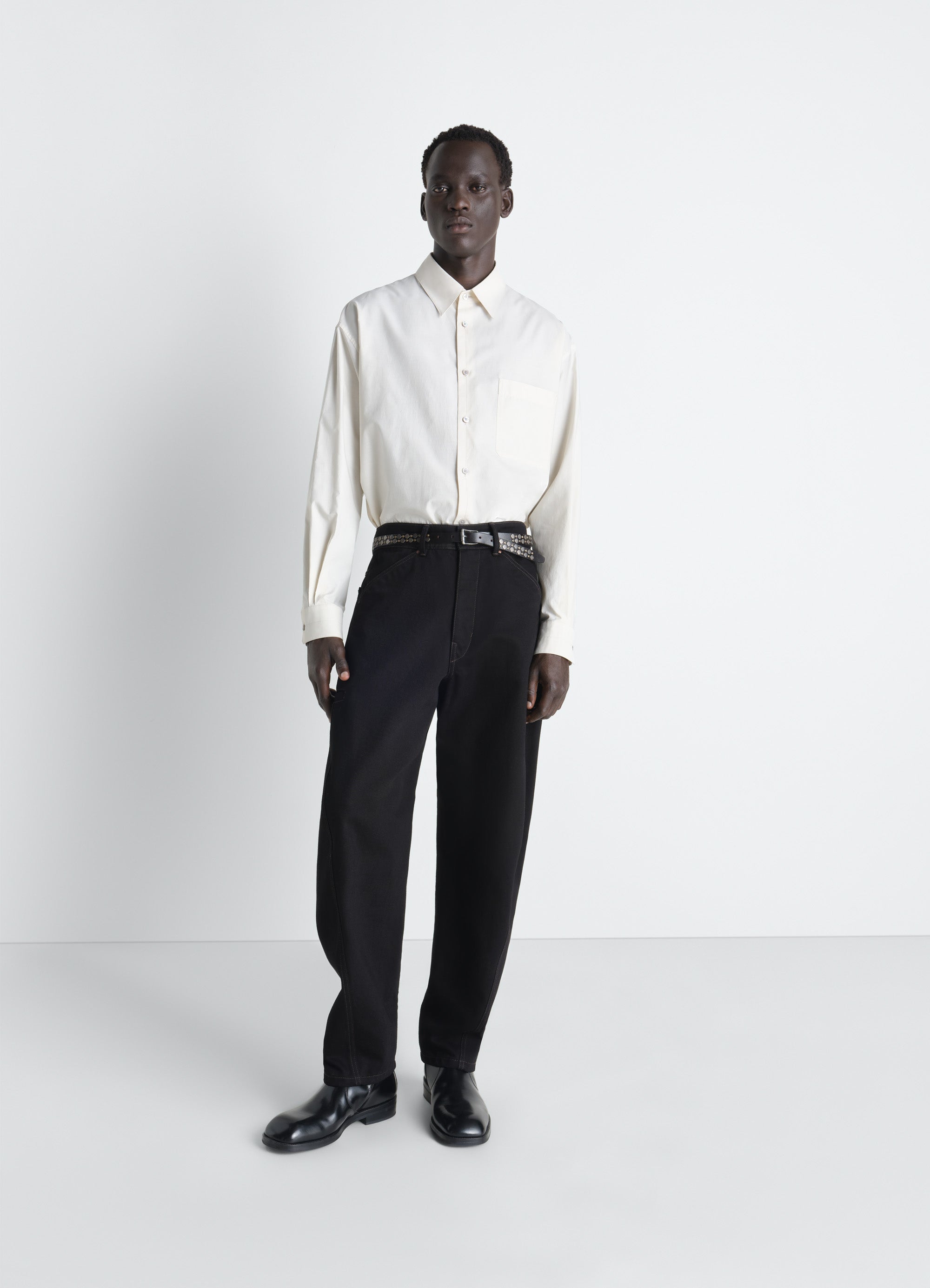 ウォッシュドコットンシルクのレギュラーシャツ - Light Cream