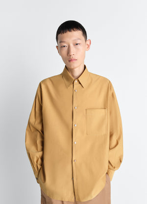 Lemaire regular shirt in washed cotton silk, model shot, front view classic fit
