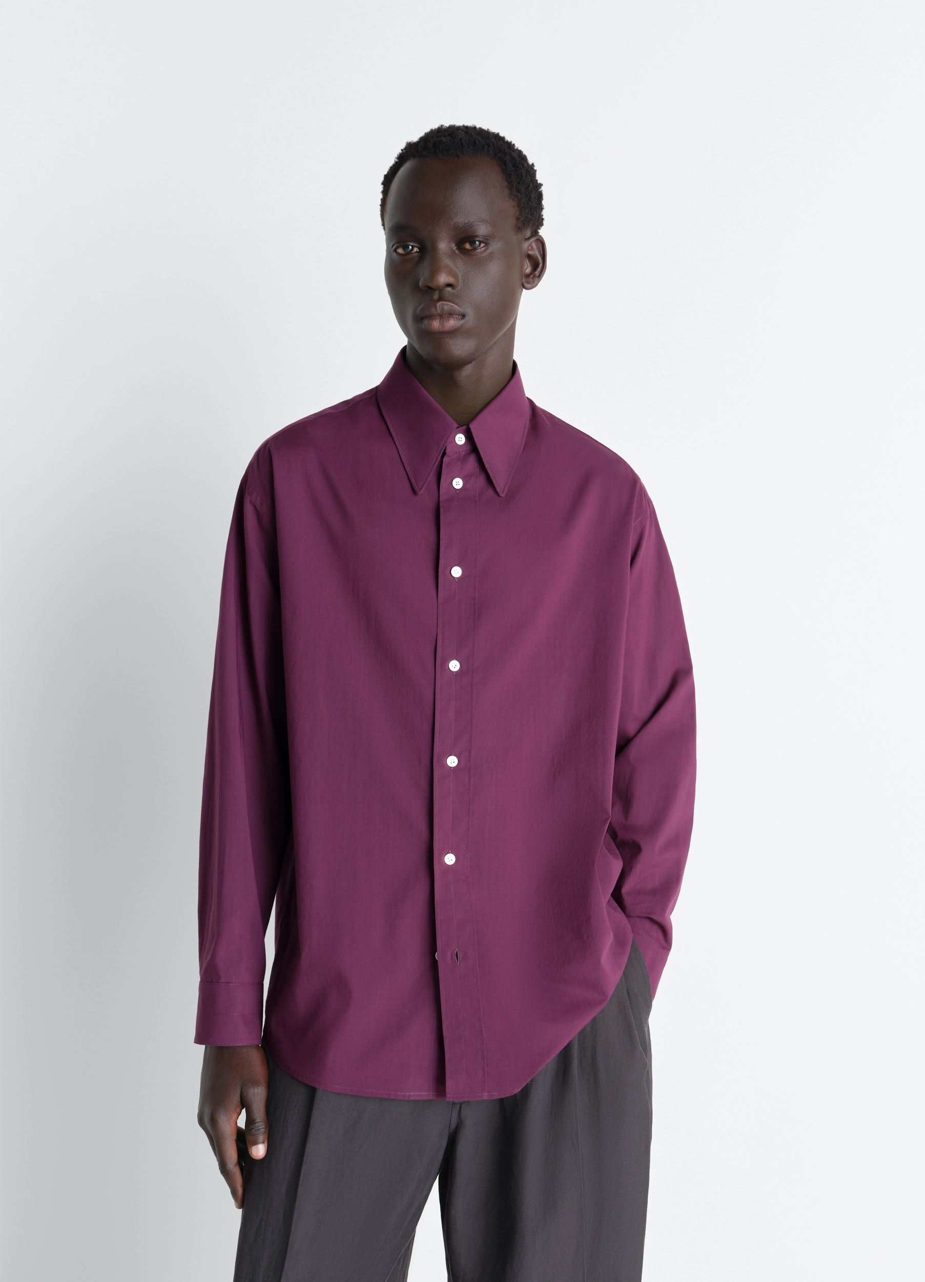 SOFT SHIRT IN WASHED COTTON MUSLIN - Grape - Washed Cotton Muslin SOFT SHIRT IN WASHED COTTON MUSLIN - Grape - Washed Cotton Muslin