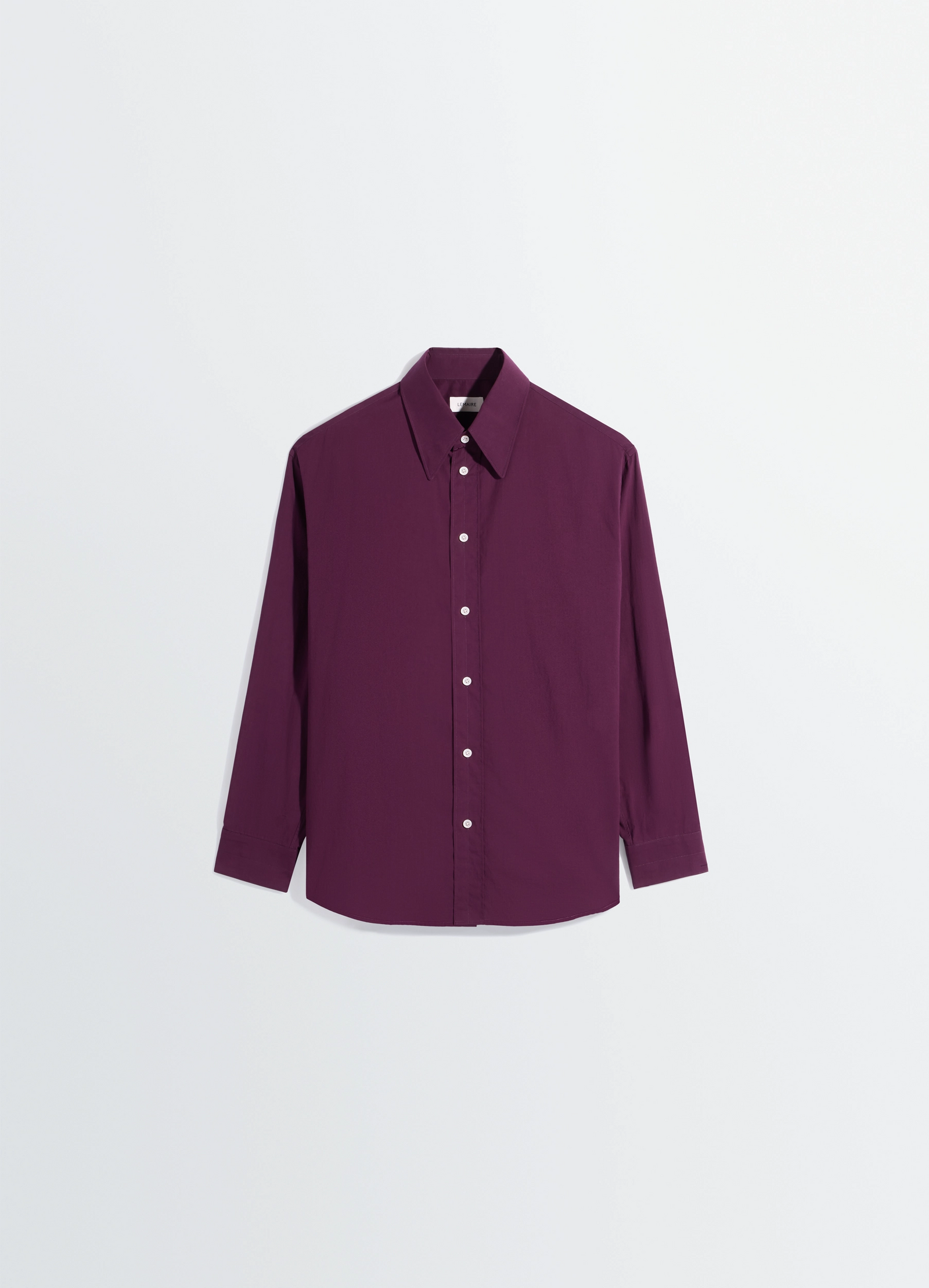 Soft shirt in washed cotton muslin in washed cotton muslin, product shot, top-down front view buttoned down with small collar