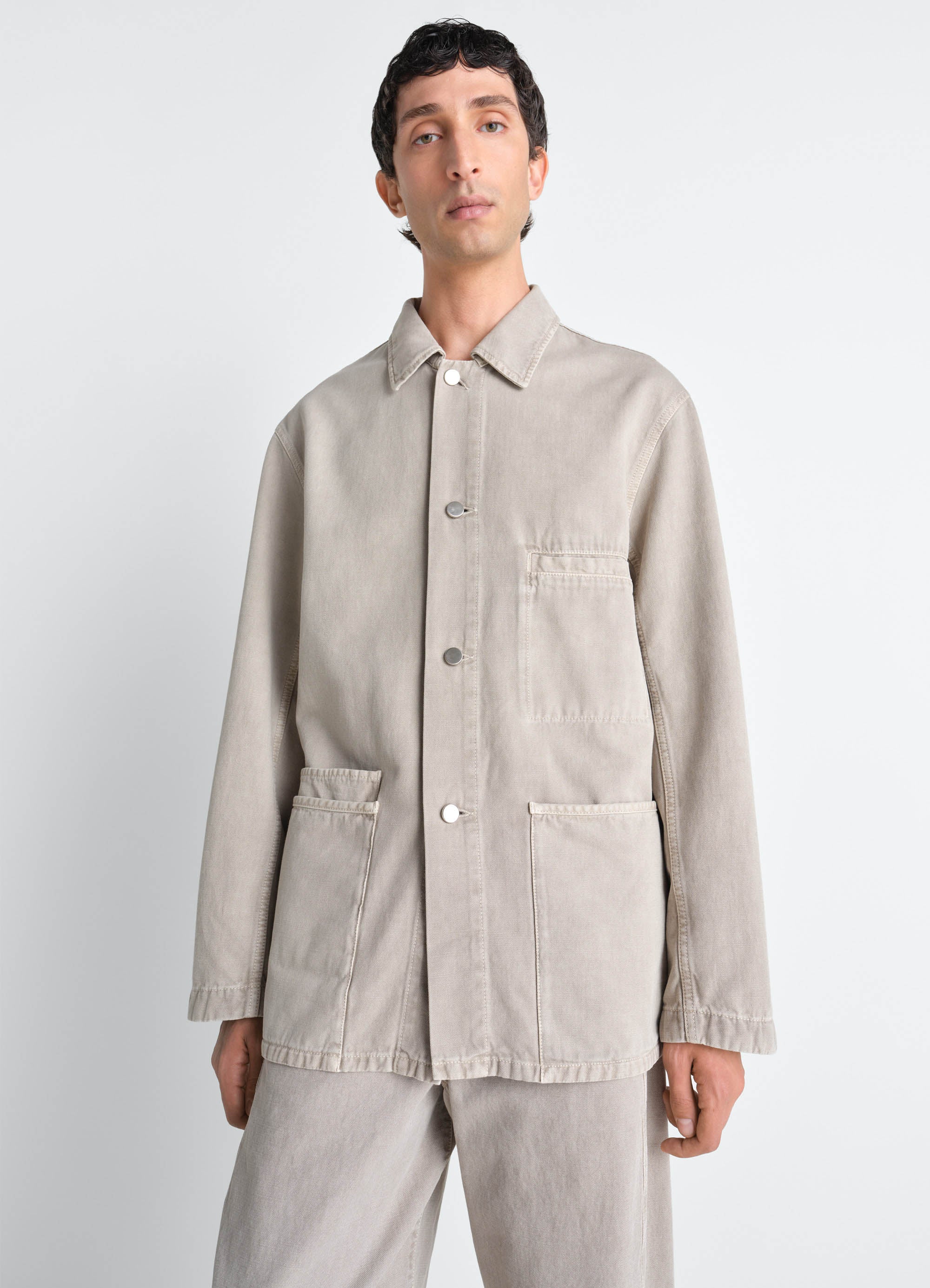 UTILITY OVERSHIRT IN SNOW BROKEN TWILL - Moonstone - Snow Broken