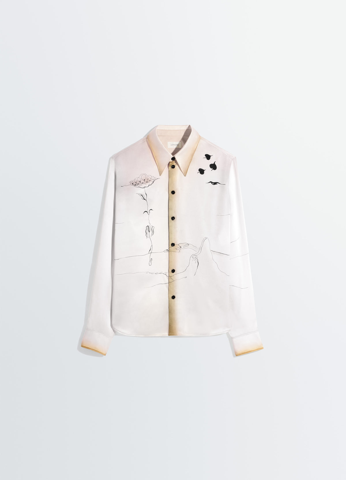 POINTED COLLAR SHIRT IN LANDSCAPE PRINTED SILK - Porcelain 