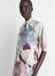 SHORT SLEEVE SHIRT WITH FOULARD IN AQUAREL PRINTED COTTON