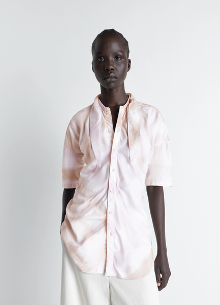 SHORT SLEEVE SHIRT WITH FOULARD IN VISCOSE COTTON - Vanilla