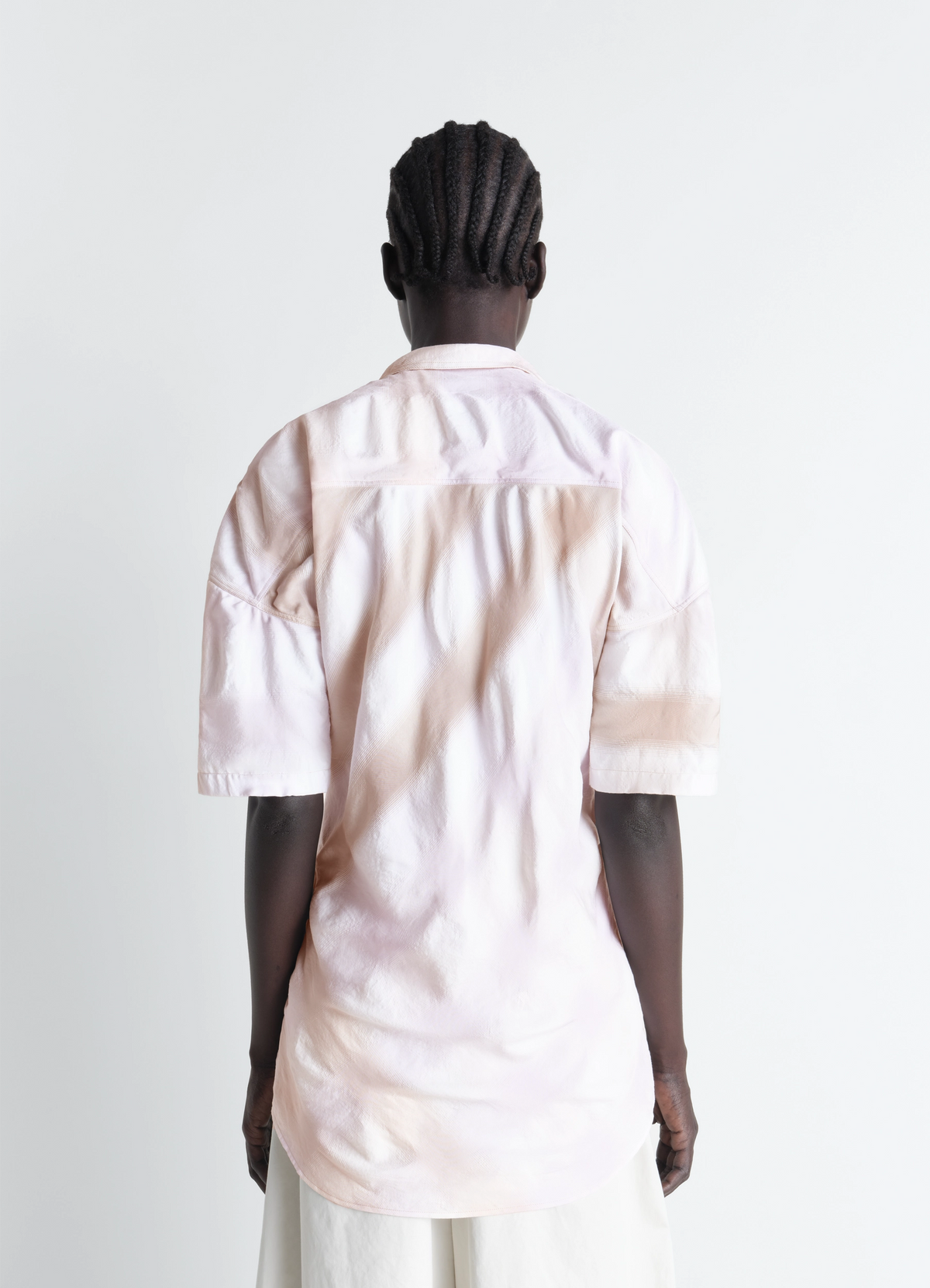 SHORT SLEEVE SHIRT WITH FOULARD IN VISCOSE COTTON - Vanilla